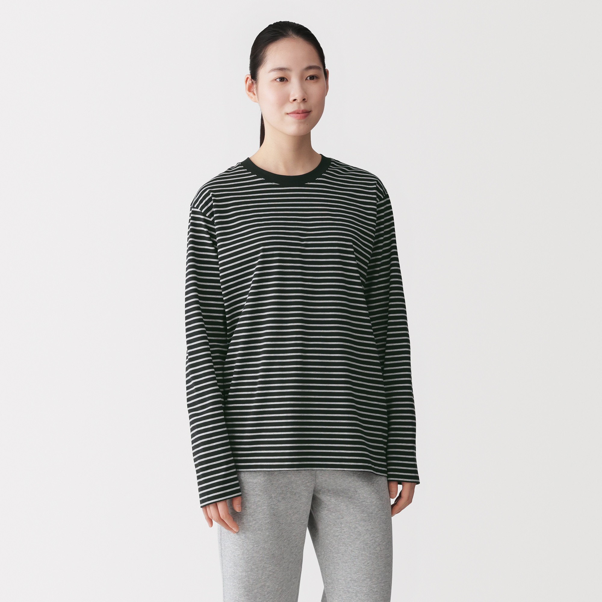 M's Jersey striped crew neck L/Slv T-shirt