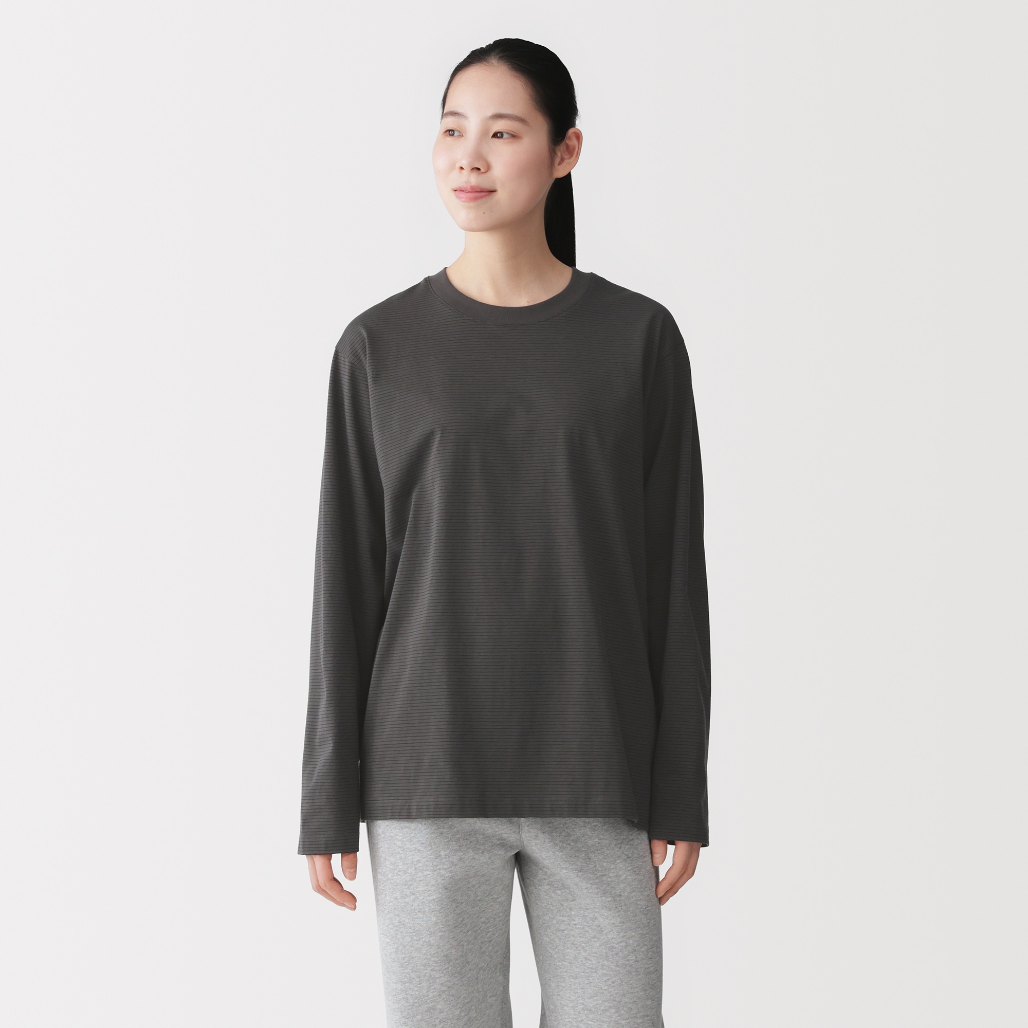 M's Jersey striped crew neck L/Slv T-shirt