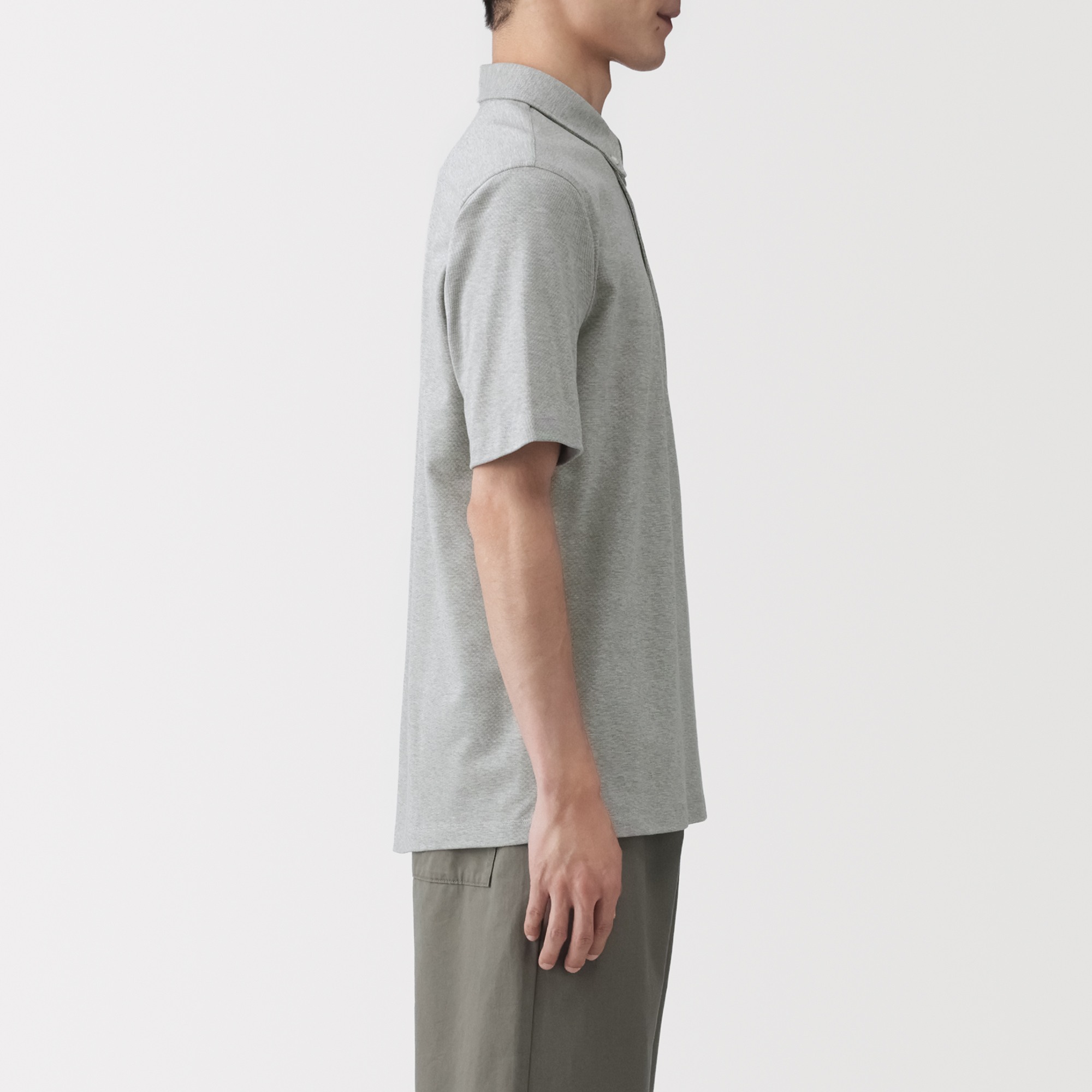 M's Cool touch pique button down S/Slv polo shirt