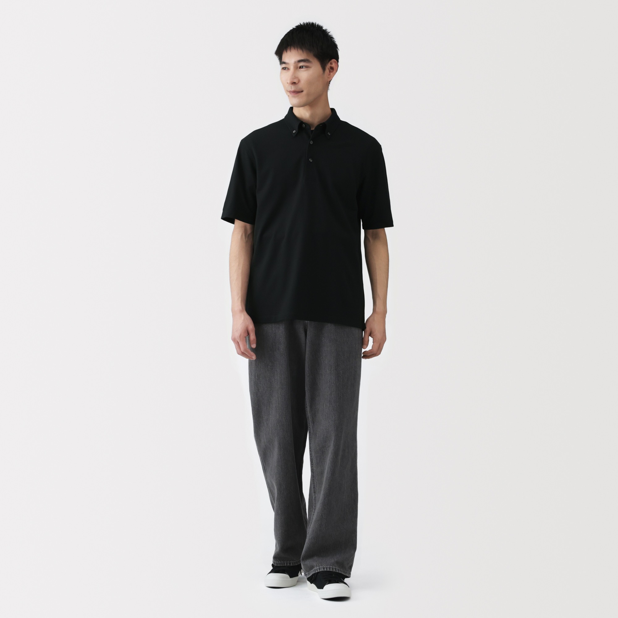 M's Cool touch pique button down S/Slv polo shirt