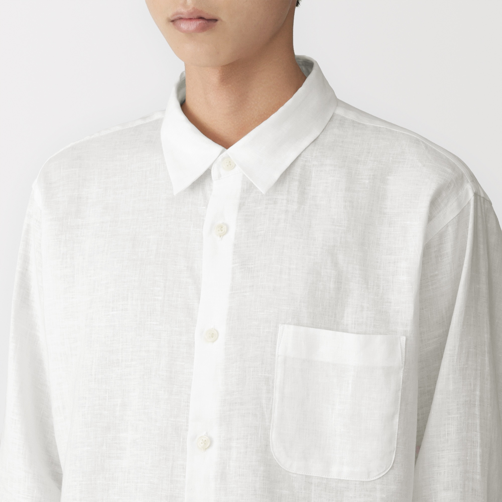 M's Washed linen L/Slv shirt (OS)
