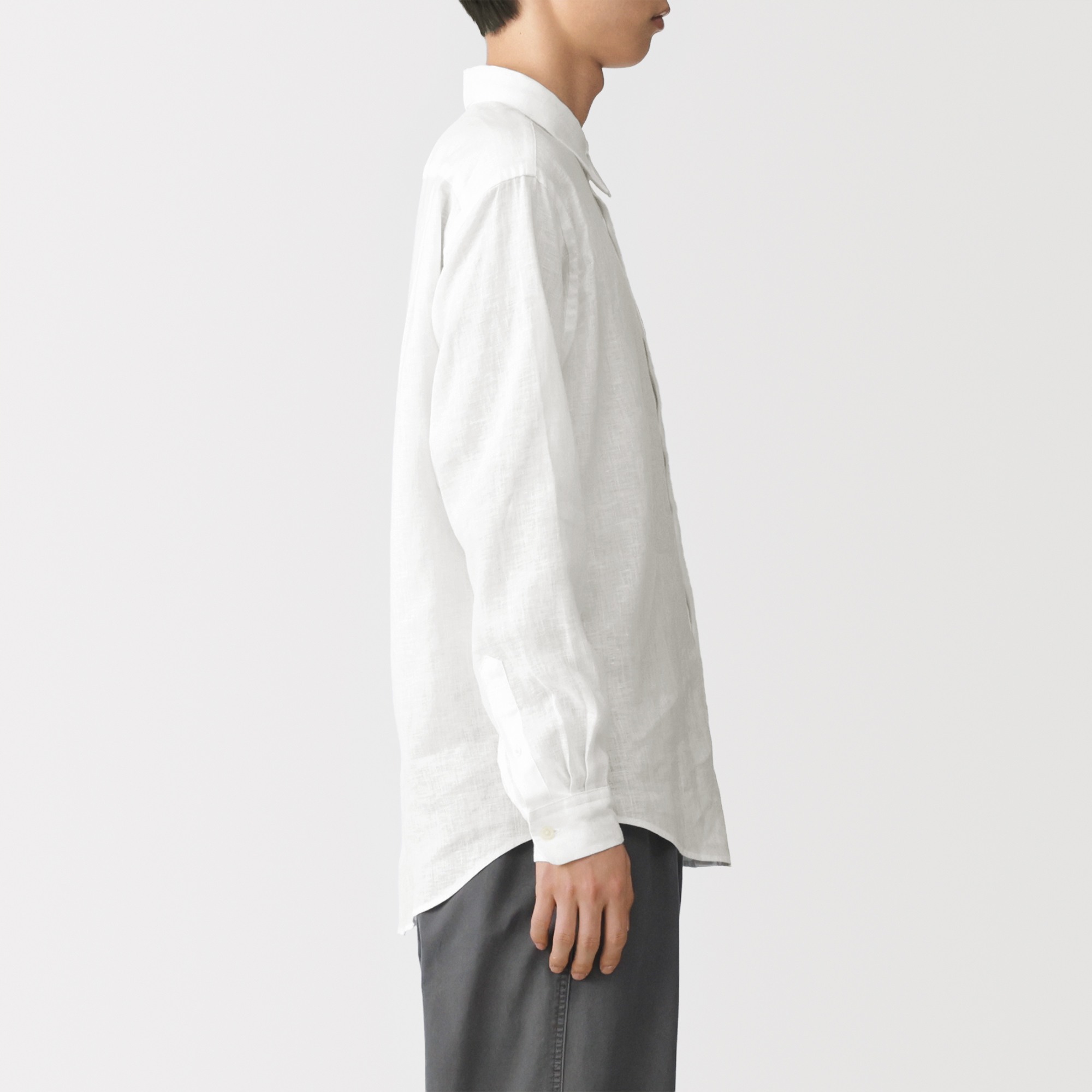 M's Washed linen L/Slv shirt (OS)