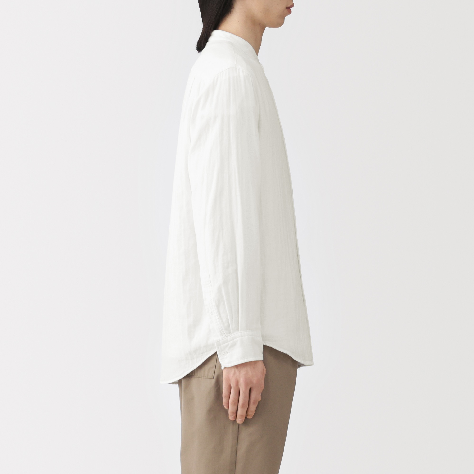M's Kapok blended double gauze stand collar L/Slv shirt (OS)