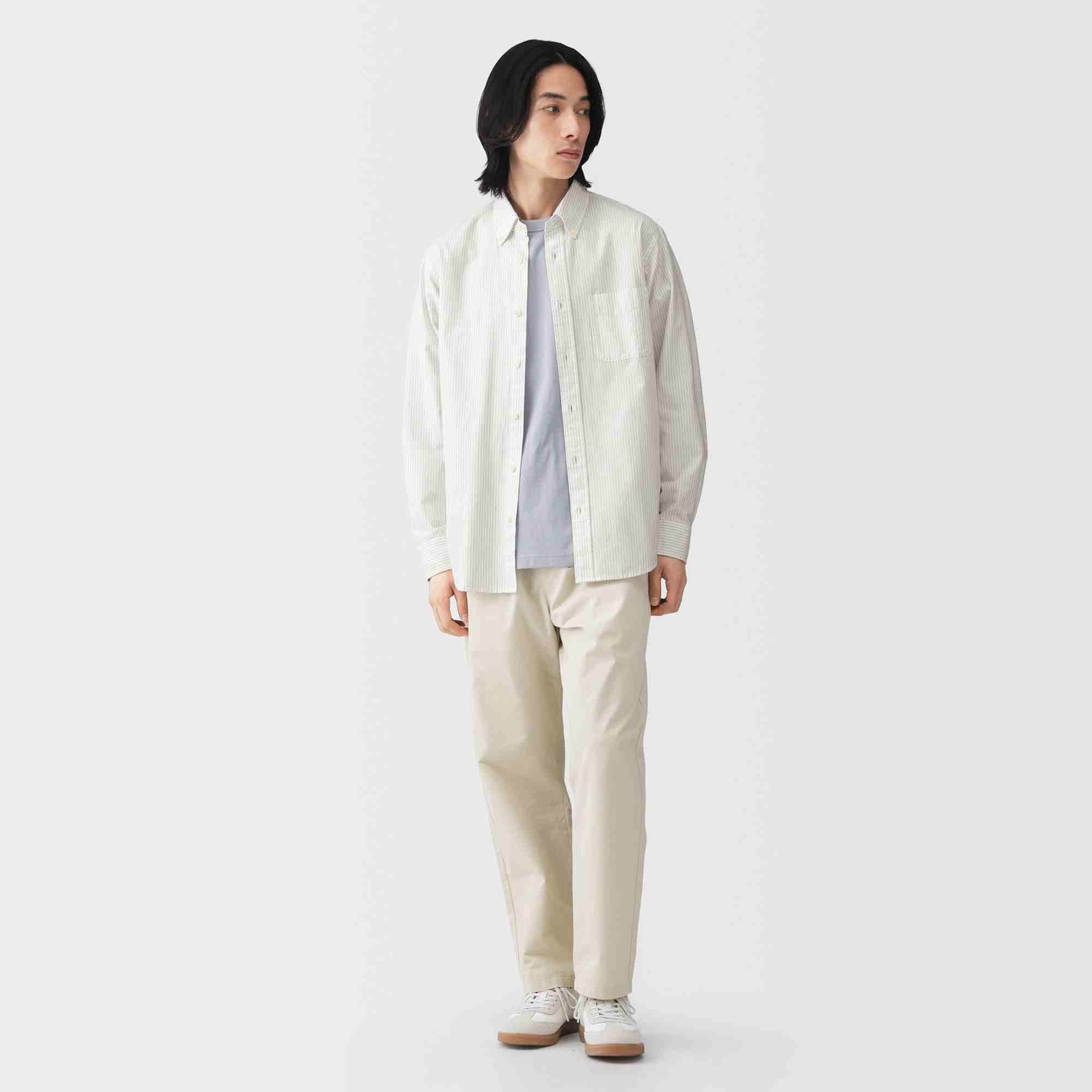 M's Washed oxford button down L/Slv shirt (OS)