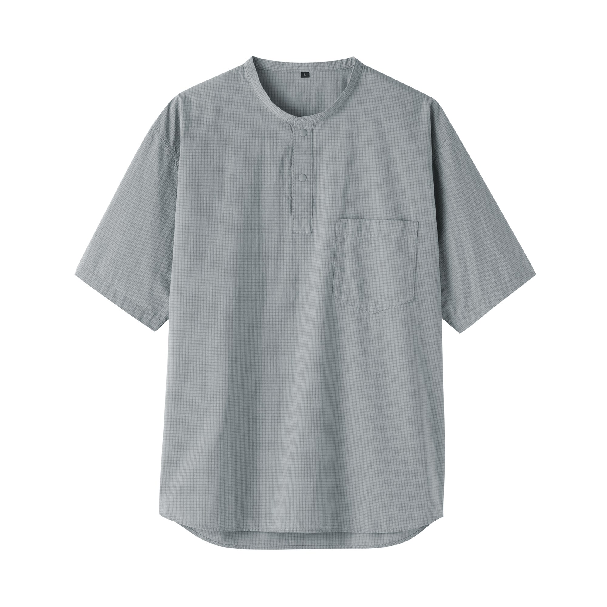 M's Cool touch woven henley neck S/Slv T-shirt