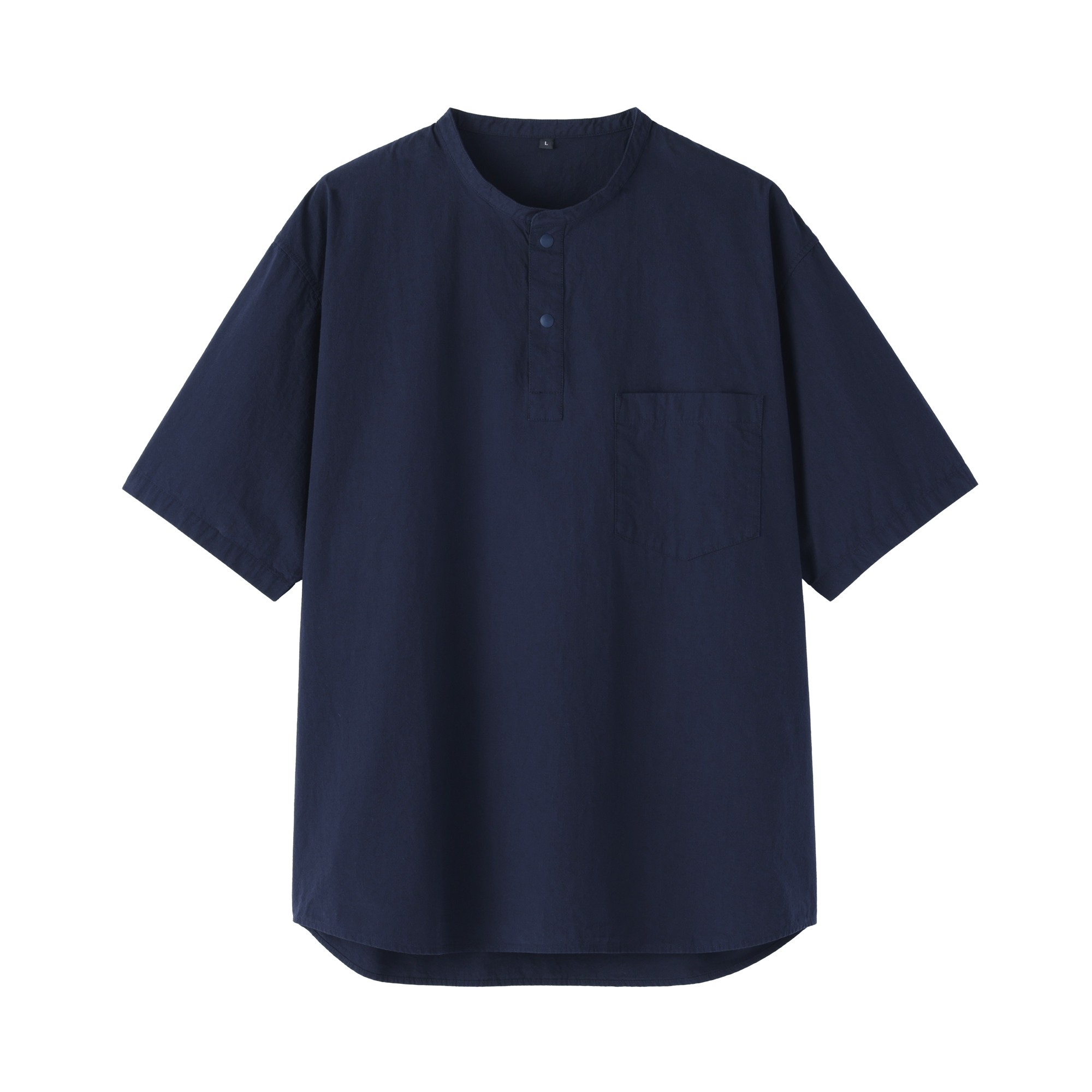 M's Cool touch woven henley neck S/Slv T-shirt