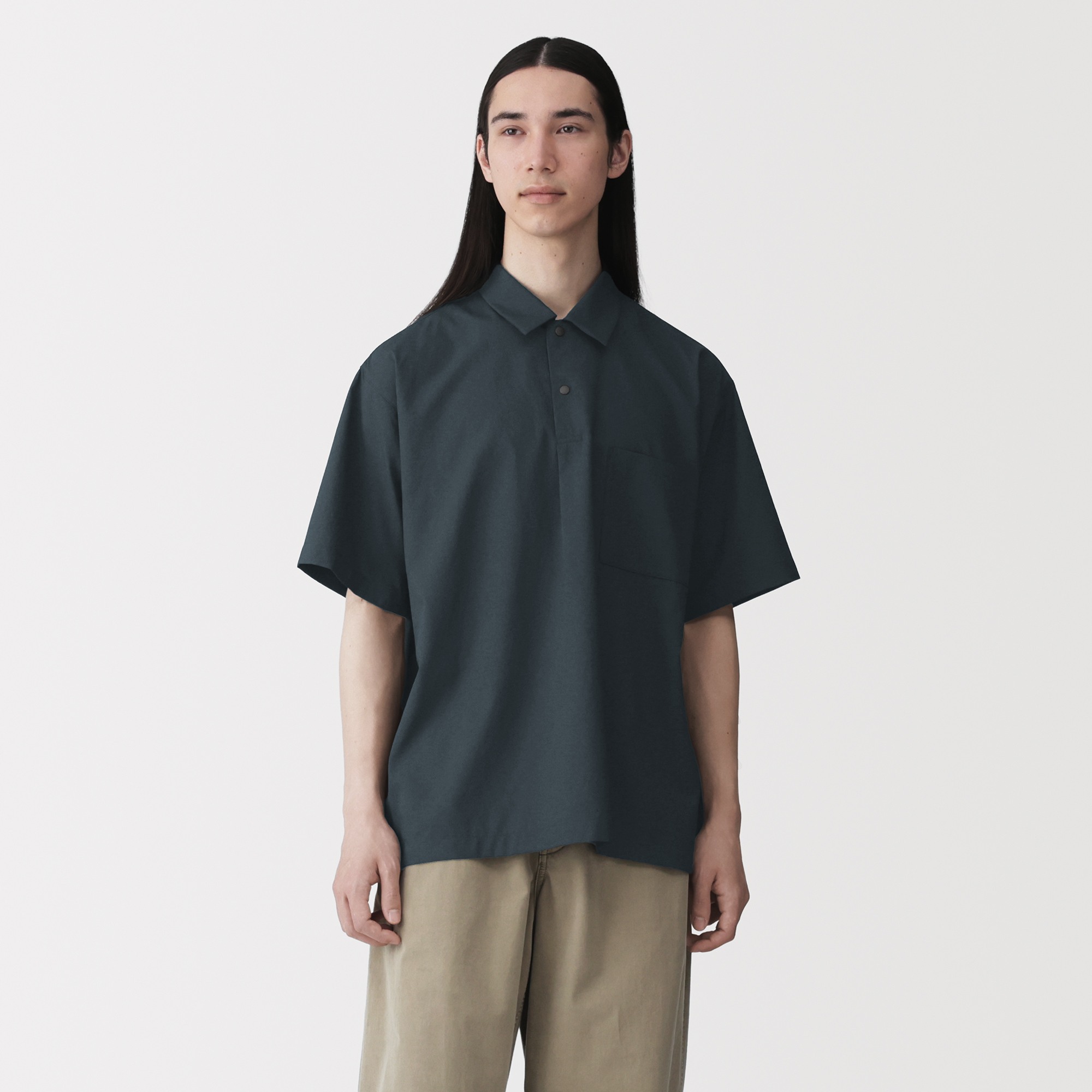 M's Breathable woven S/Slv polo shirt
