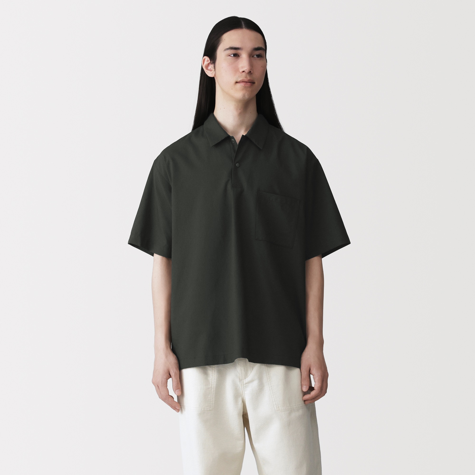 M's Breathable woven S/Slv polo shirt