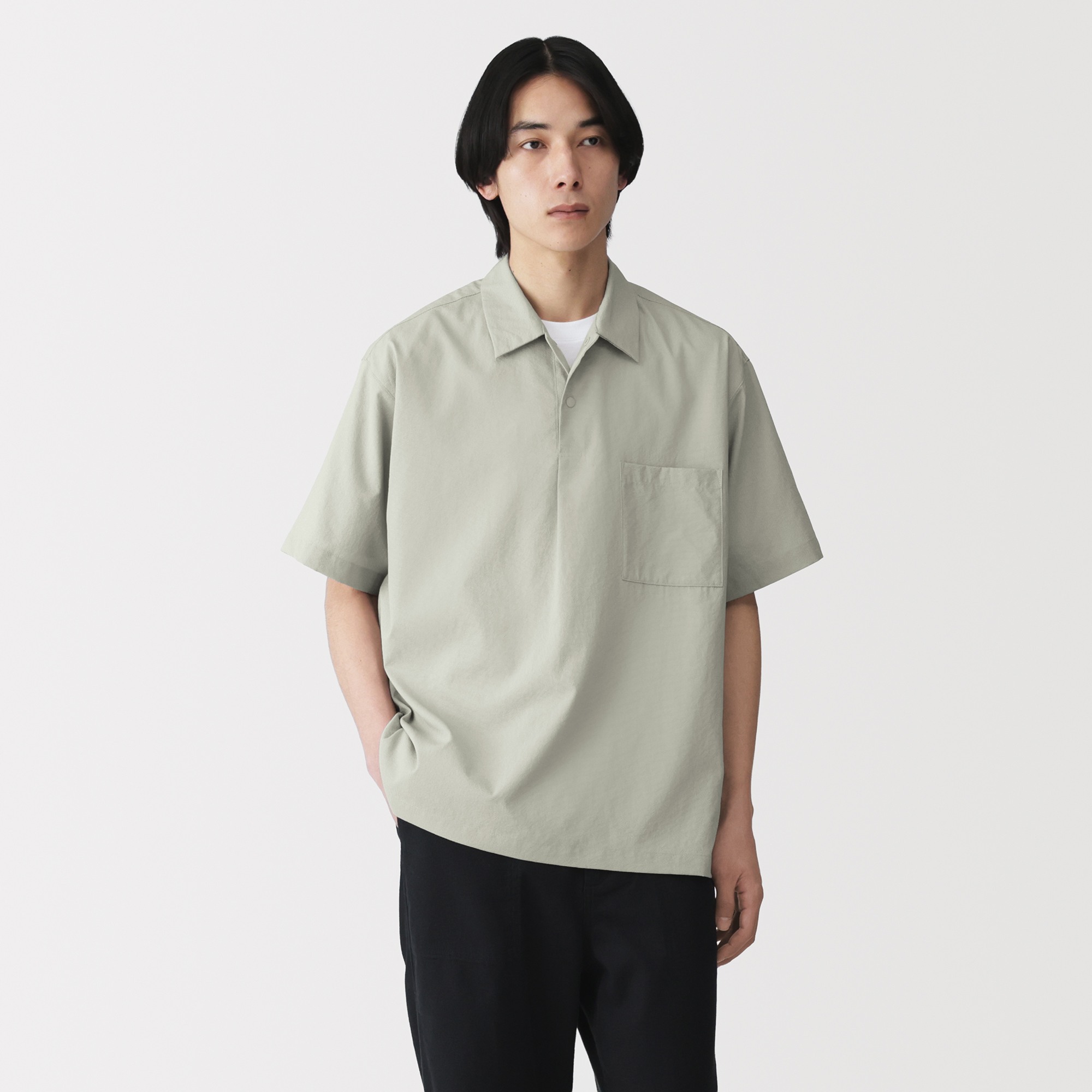 M's Breathable woven S/Slv polo shirt