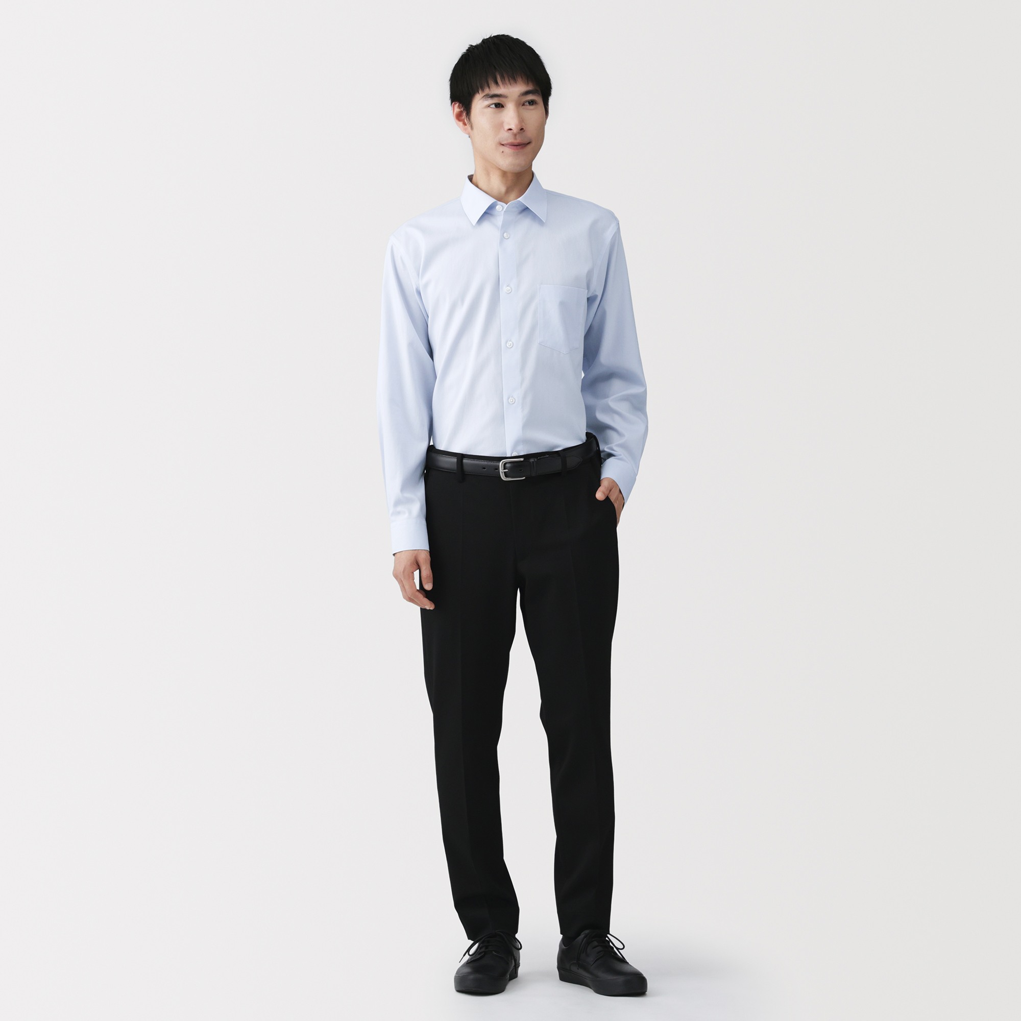 M's Non-Iron semi wide collar L/Slv shirt