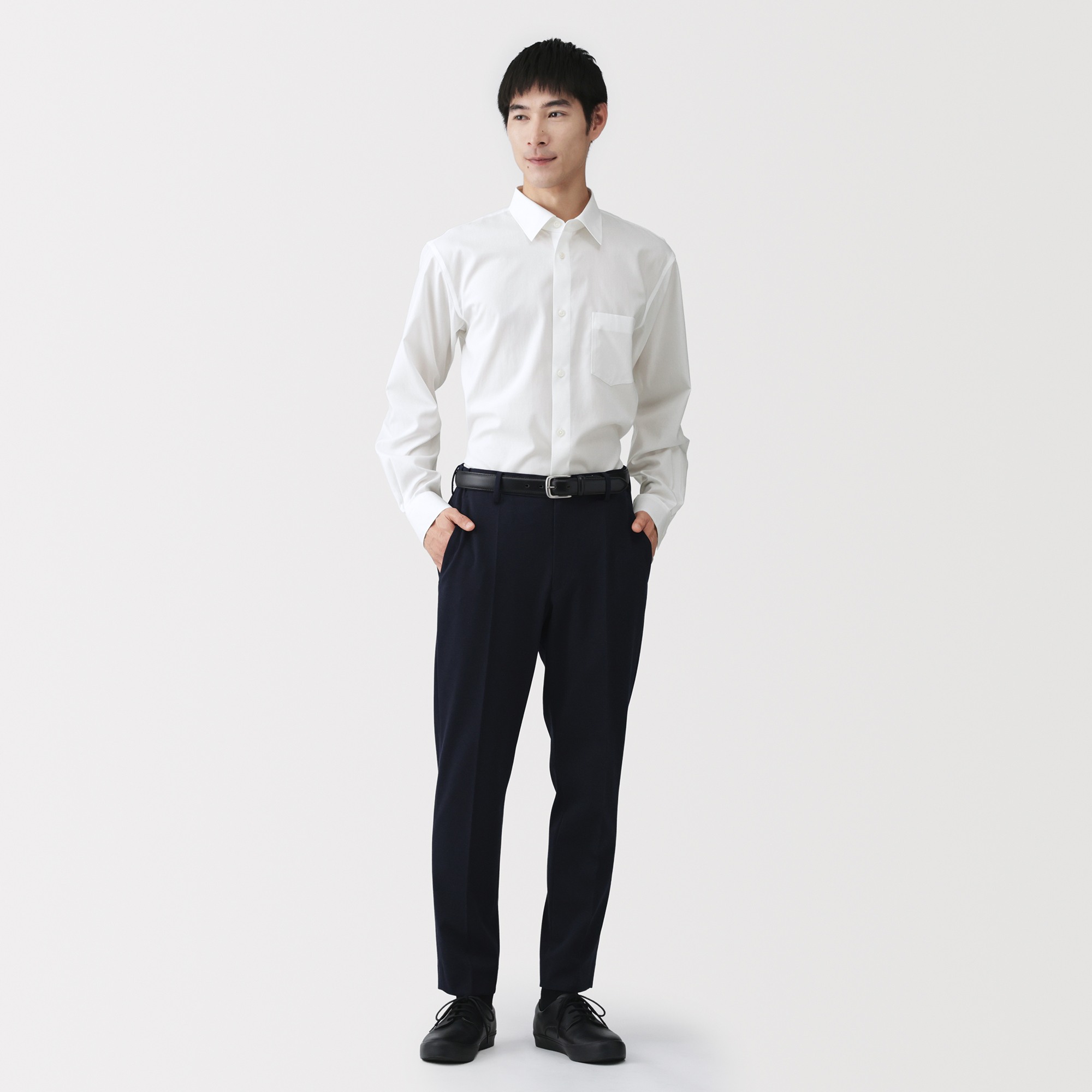 M's Non-Iron semi wide collar L/Slv shirt