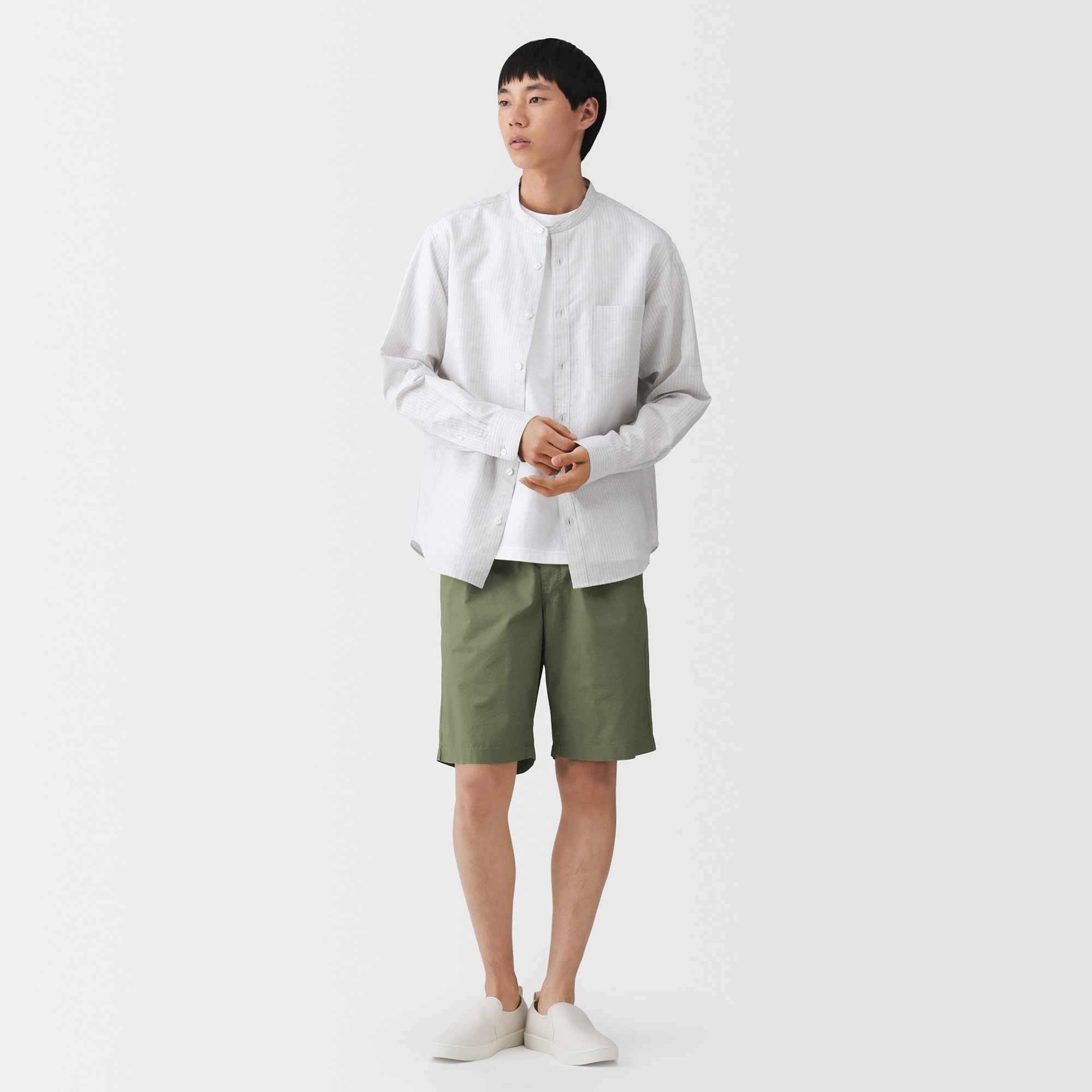 M's Washed broadcloth shorts