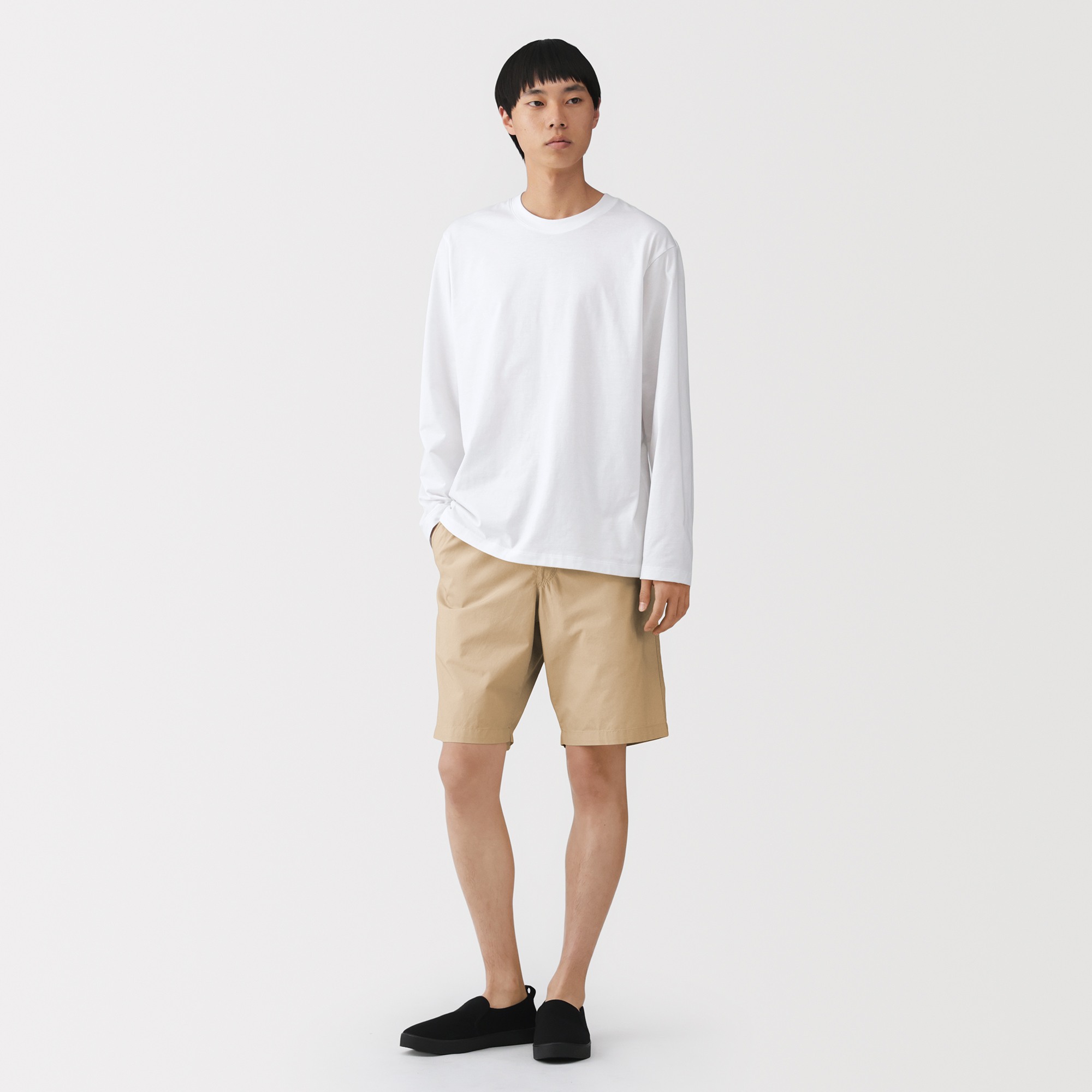 M's Washed broadcloth shorts