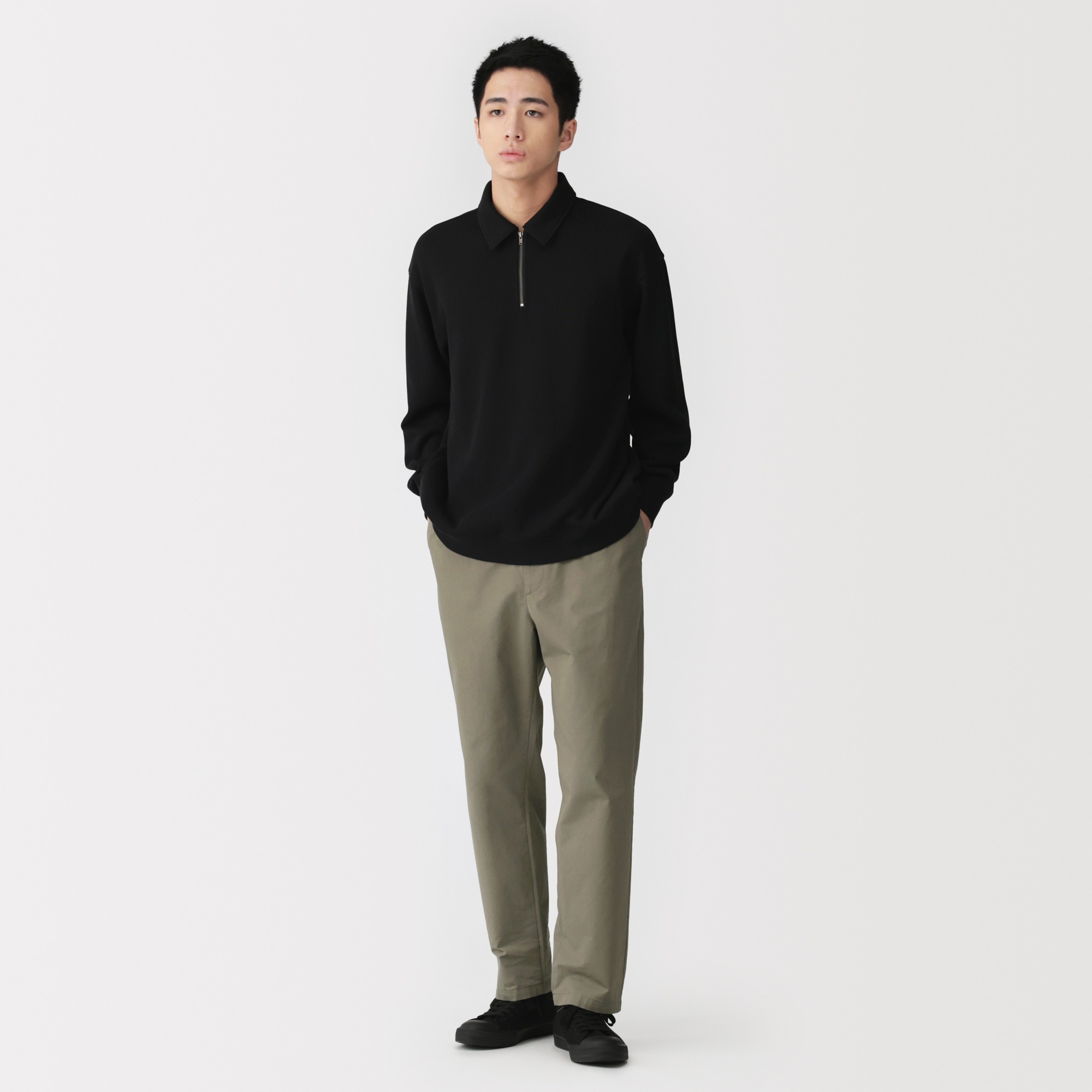 M's Washed cotton easy pants
