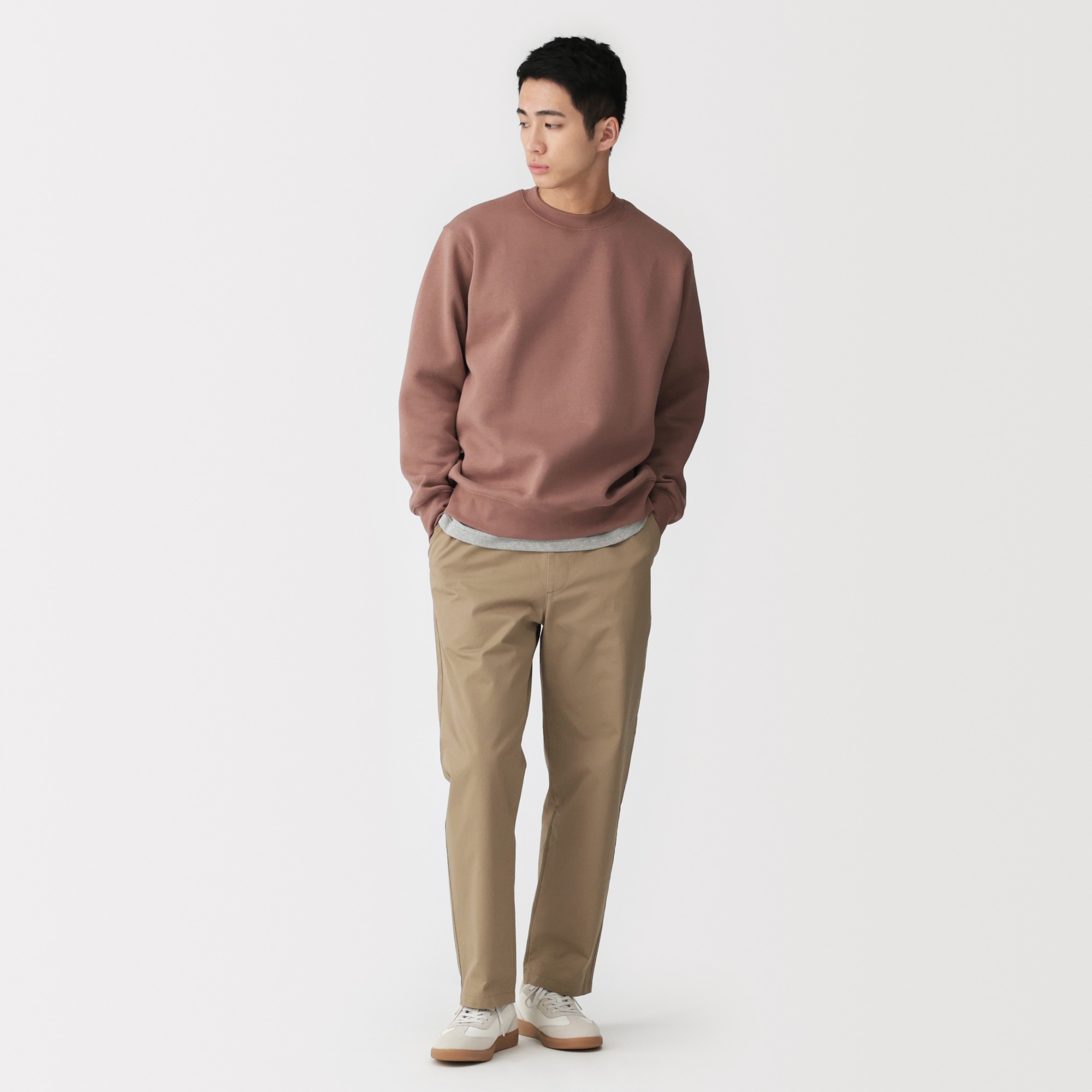 M's Washed cotton easy pants