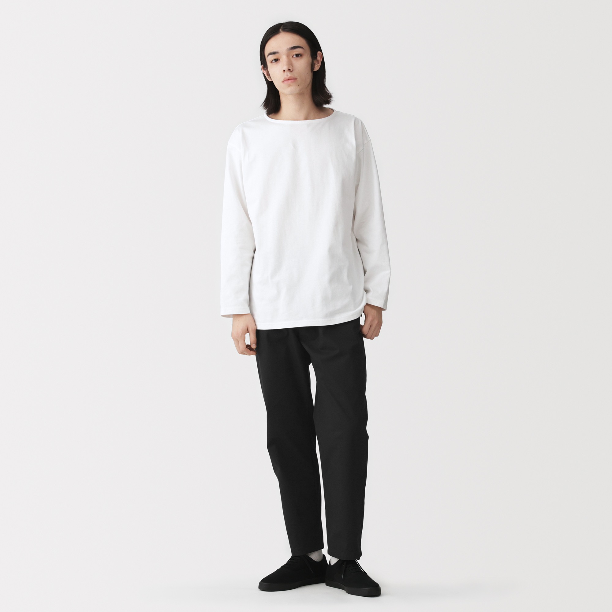 M's Washed cotton easy pants