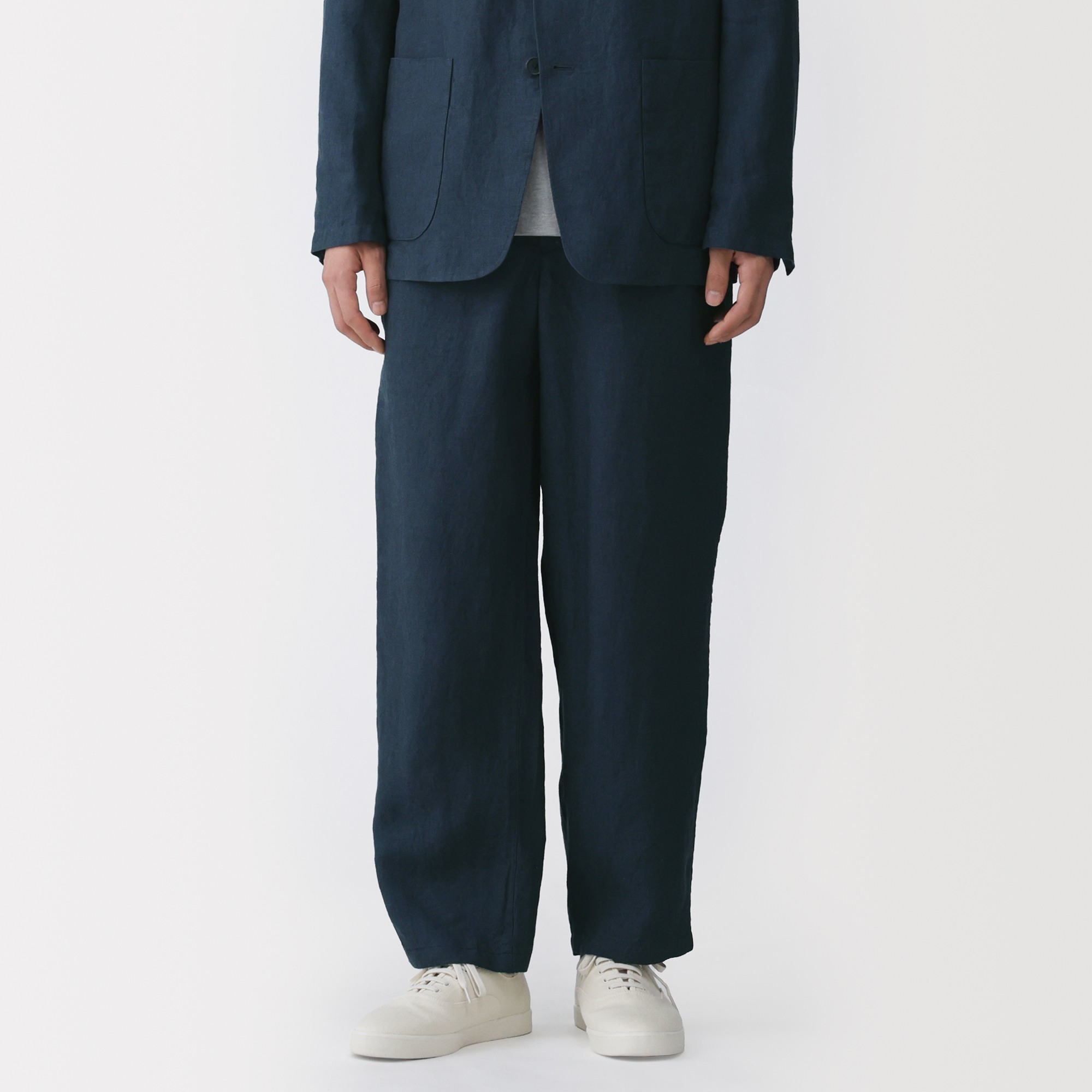 M's Washed linen tapered pants
