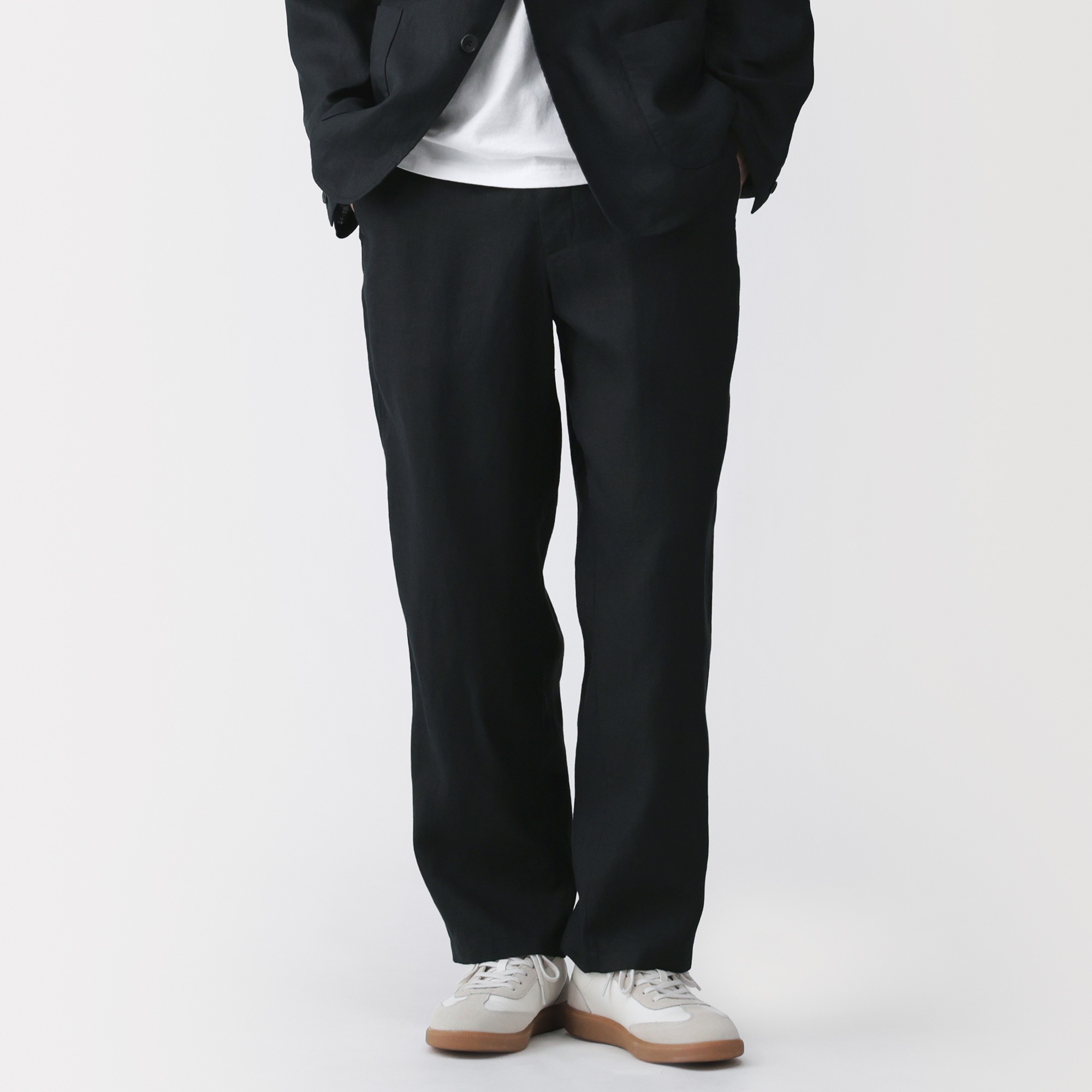 M's Washed linen tapered pants