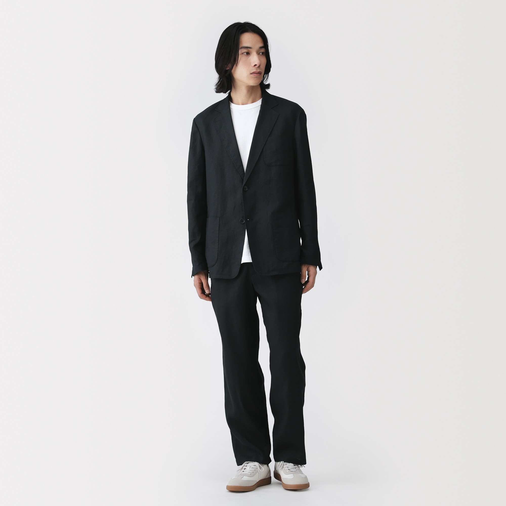 M's Washed linen tapered pants