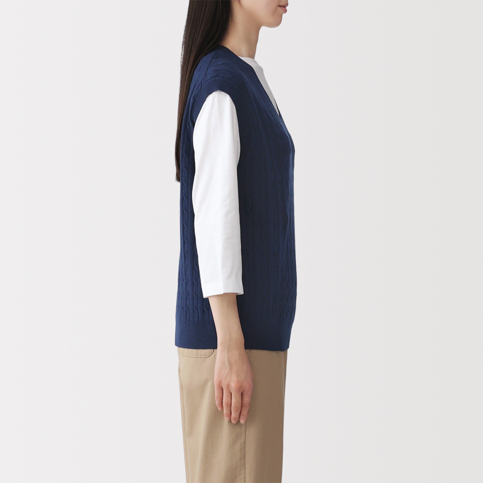 W's Washable cable patterned vest