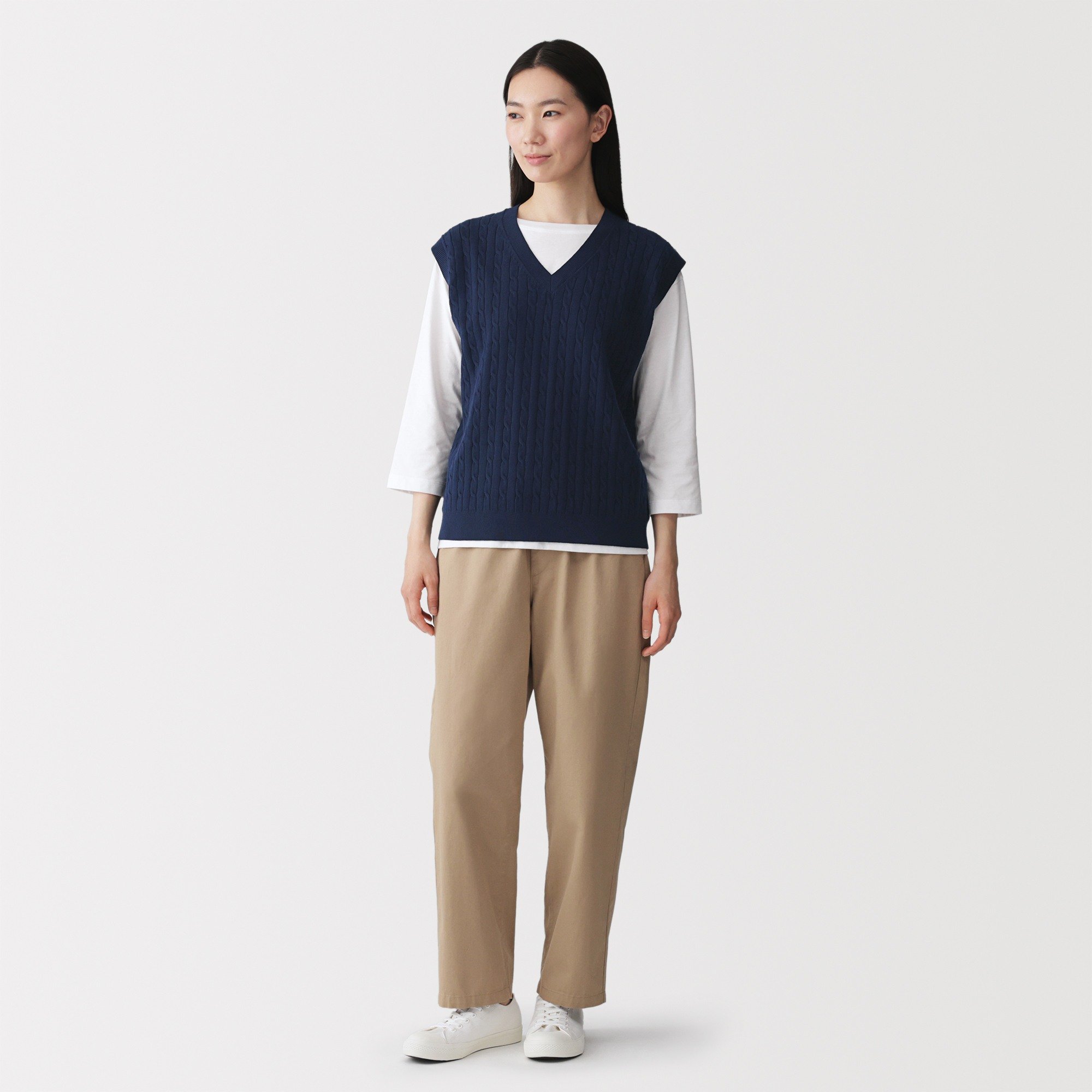 W's Washable cable patterned vest