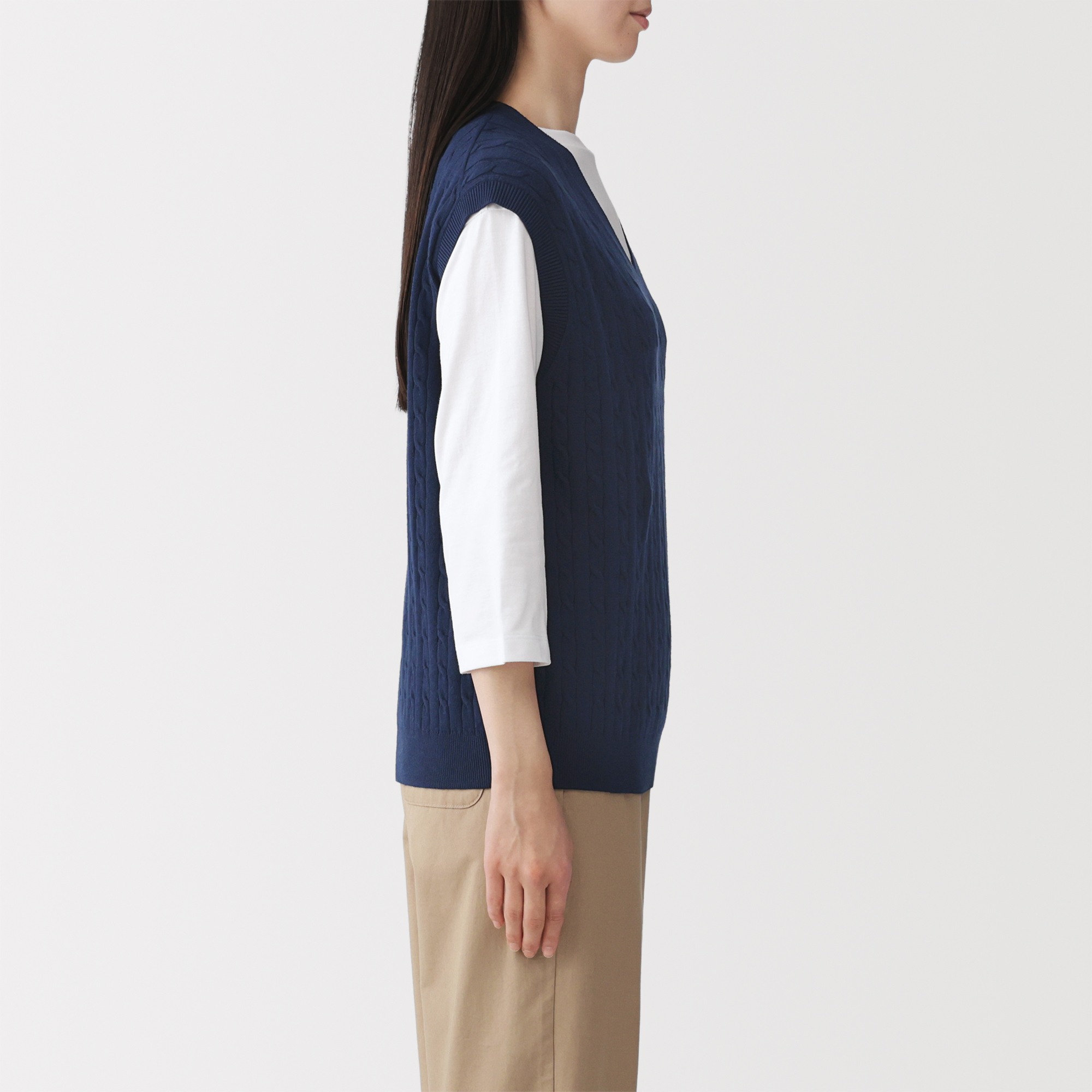 W's Washable cable patterned vest