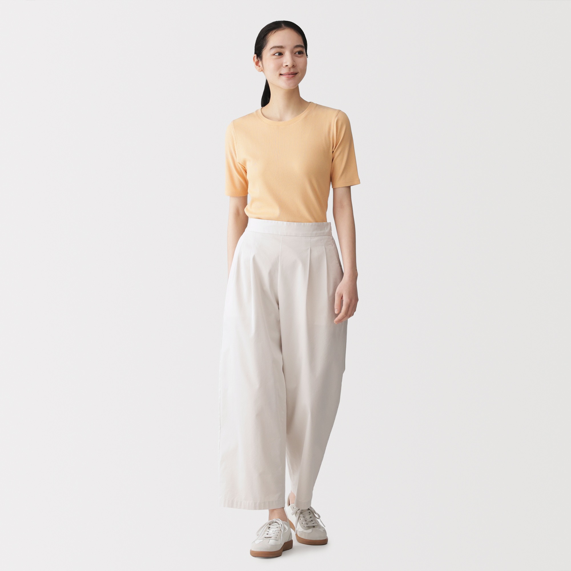 W's Lyocell blended ribbed crew neck half sleeve T-shirt