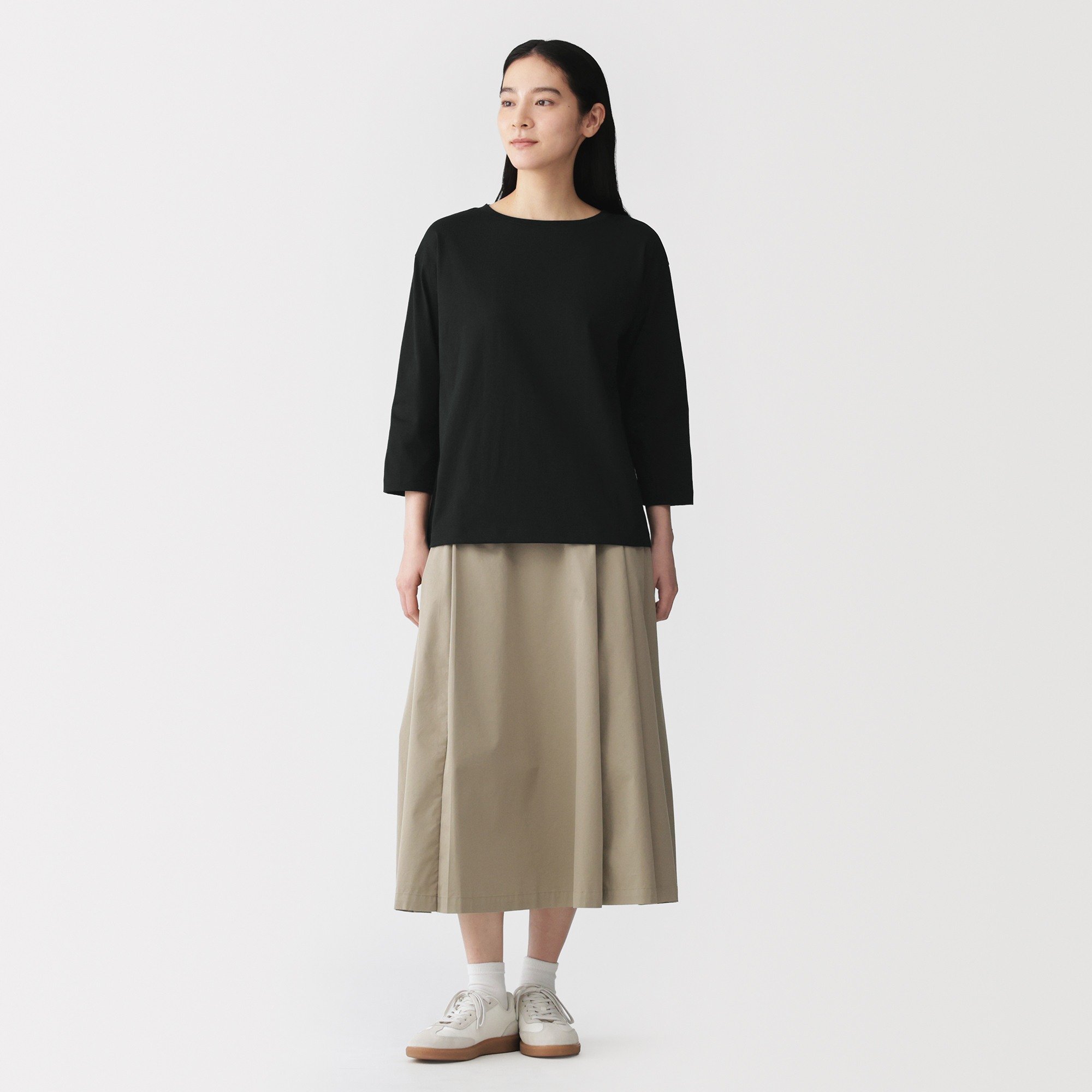 W's Jersey boat neck 3/4 sleeve T-shirt