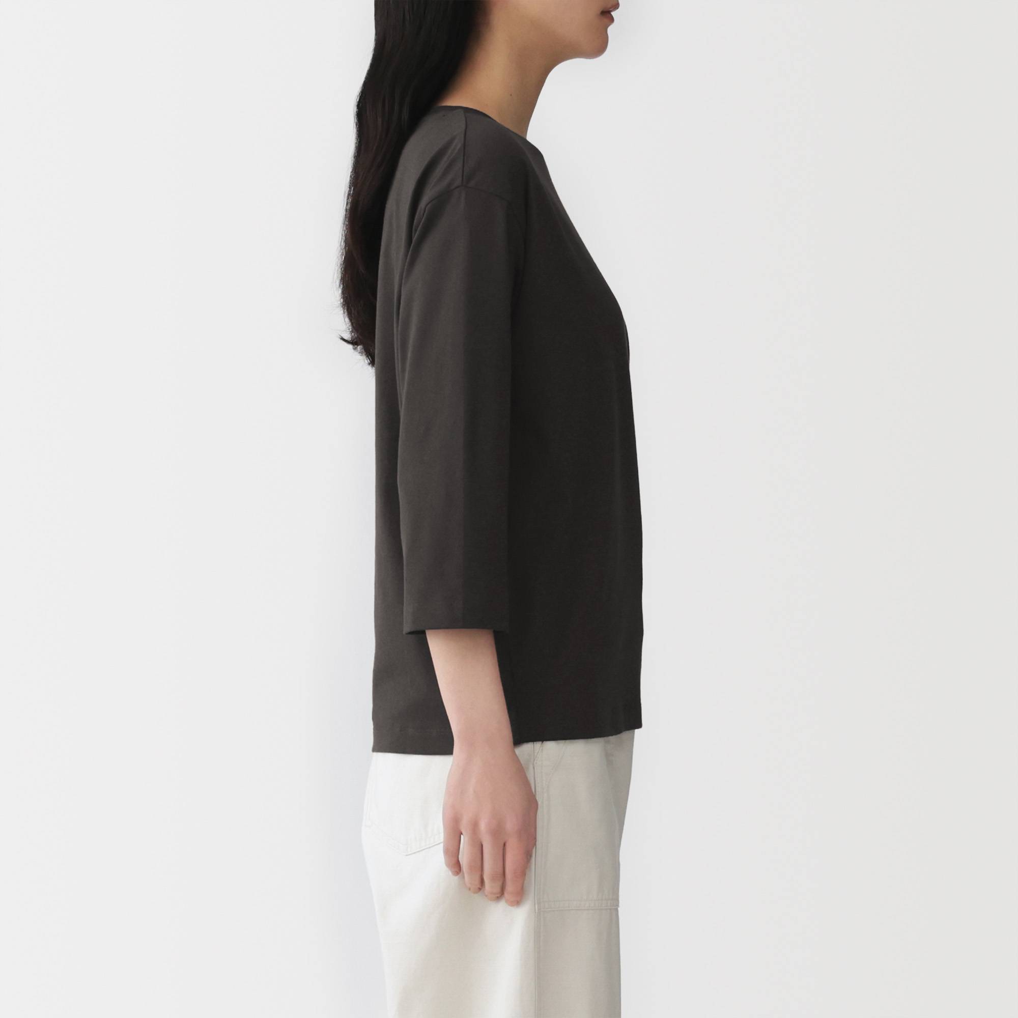 W's Jersey boat neck 3/4 sleeve T-shirt