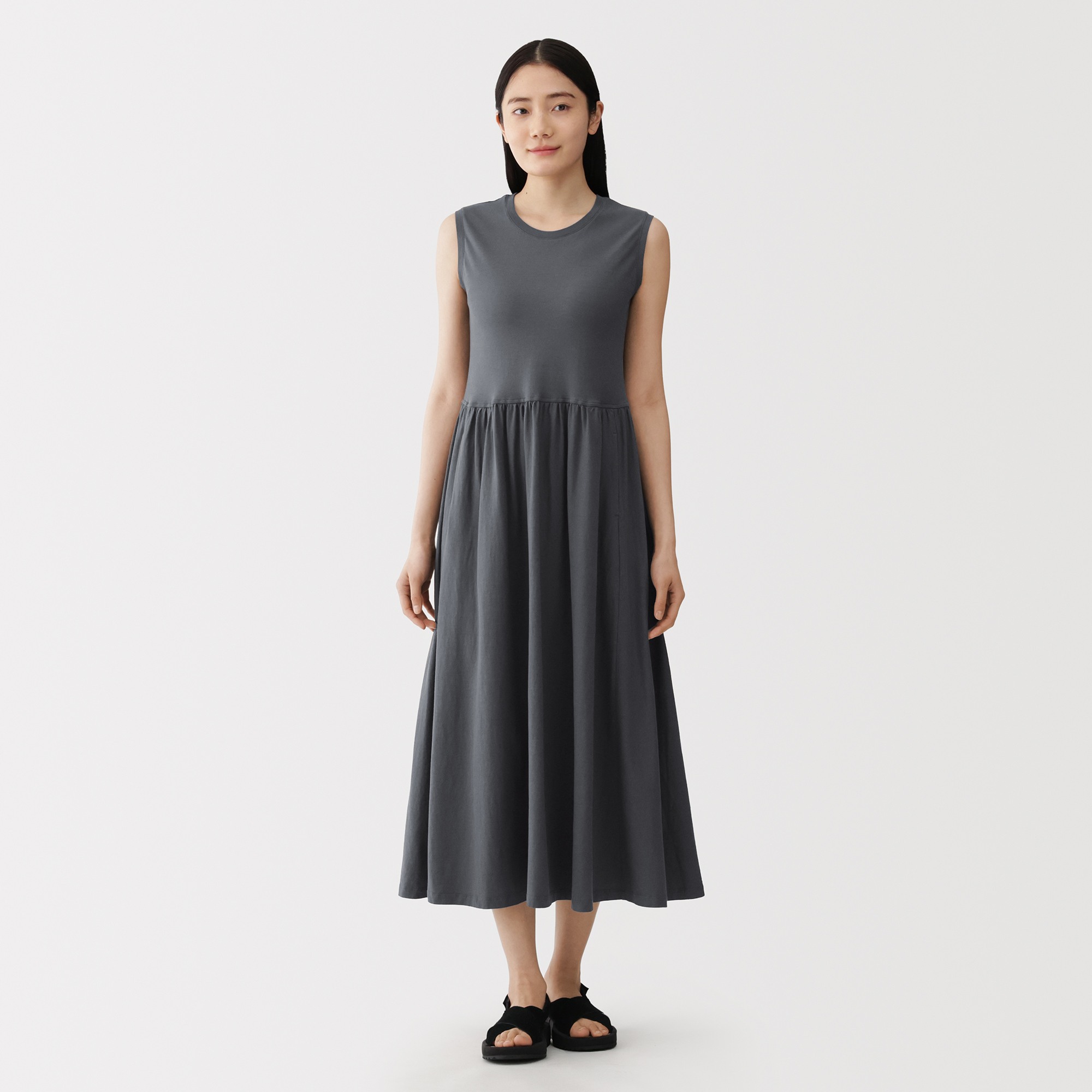 W's High twisted yarn jersey sleeveless dress