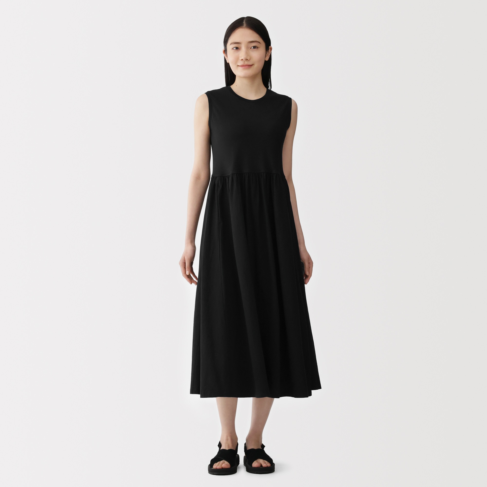 W's High twisted yarn jersey sleeveless dress