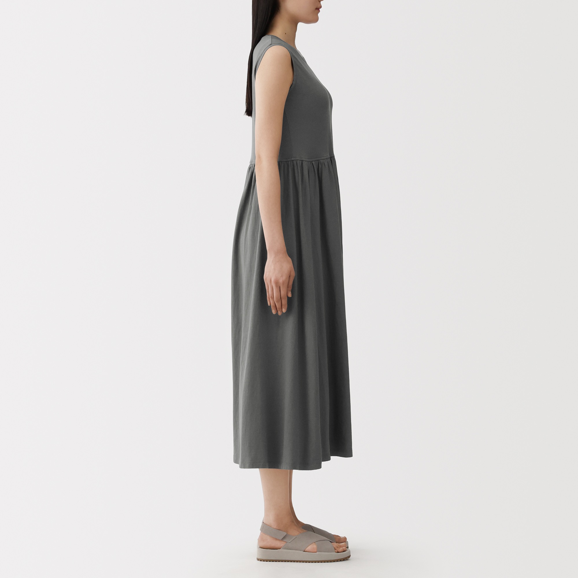 W's High twisted yarn jersey sleeveless dress