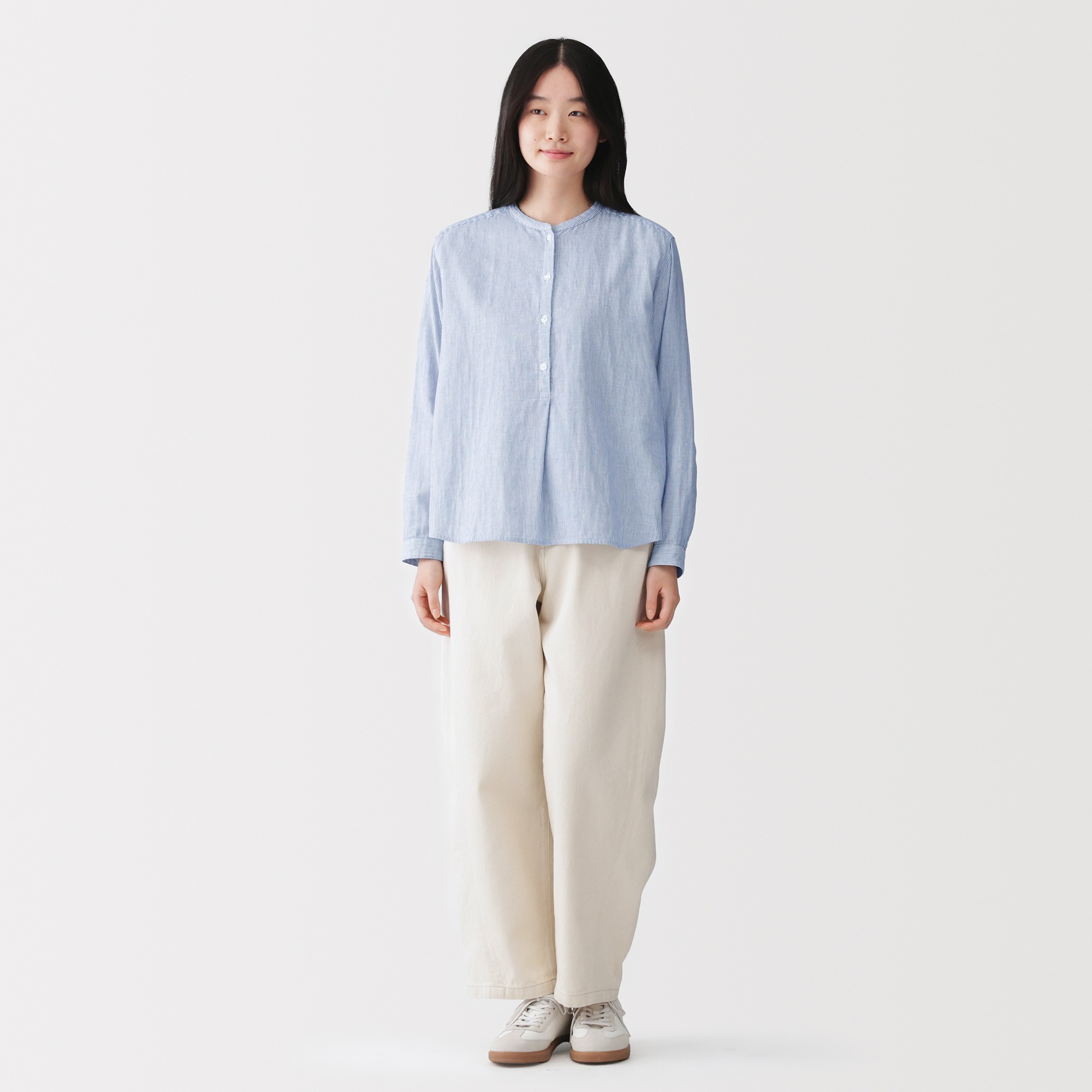 W's Kapok blended double gauze L/Slv blouse
