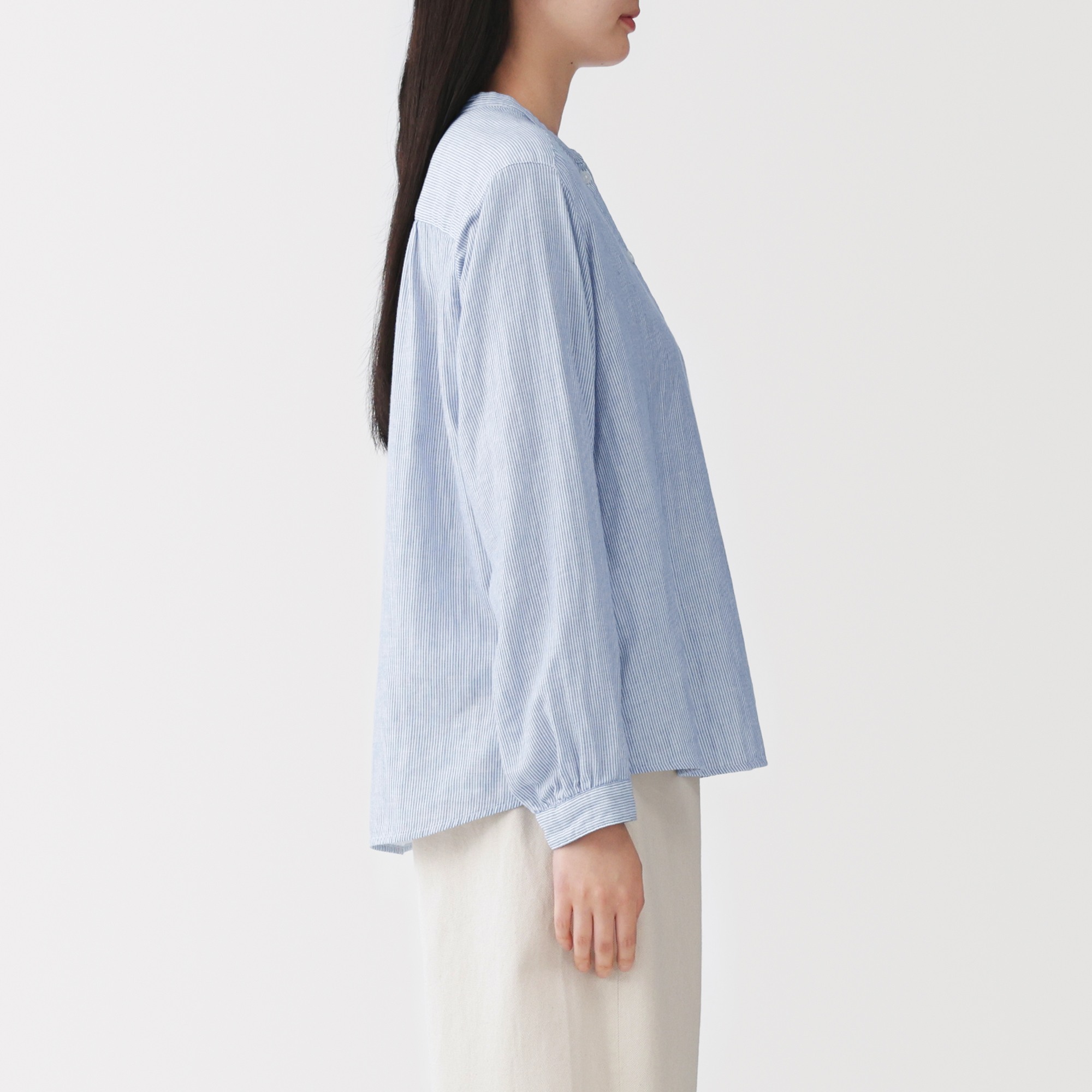 W's Kapok blended double gauze L/Slv blouse