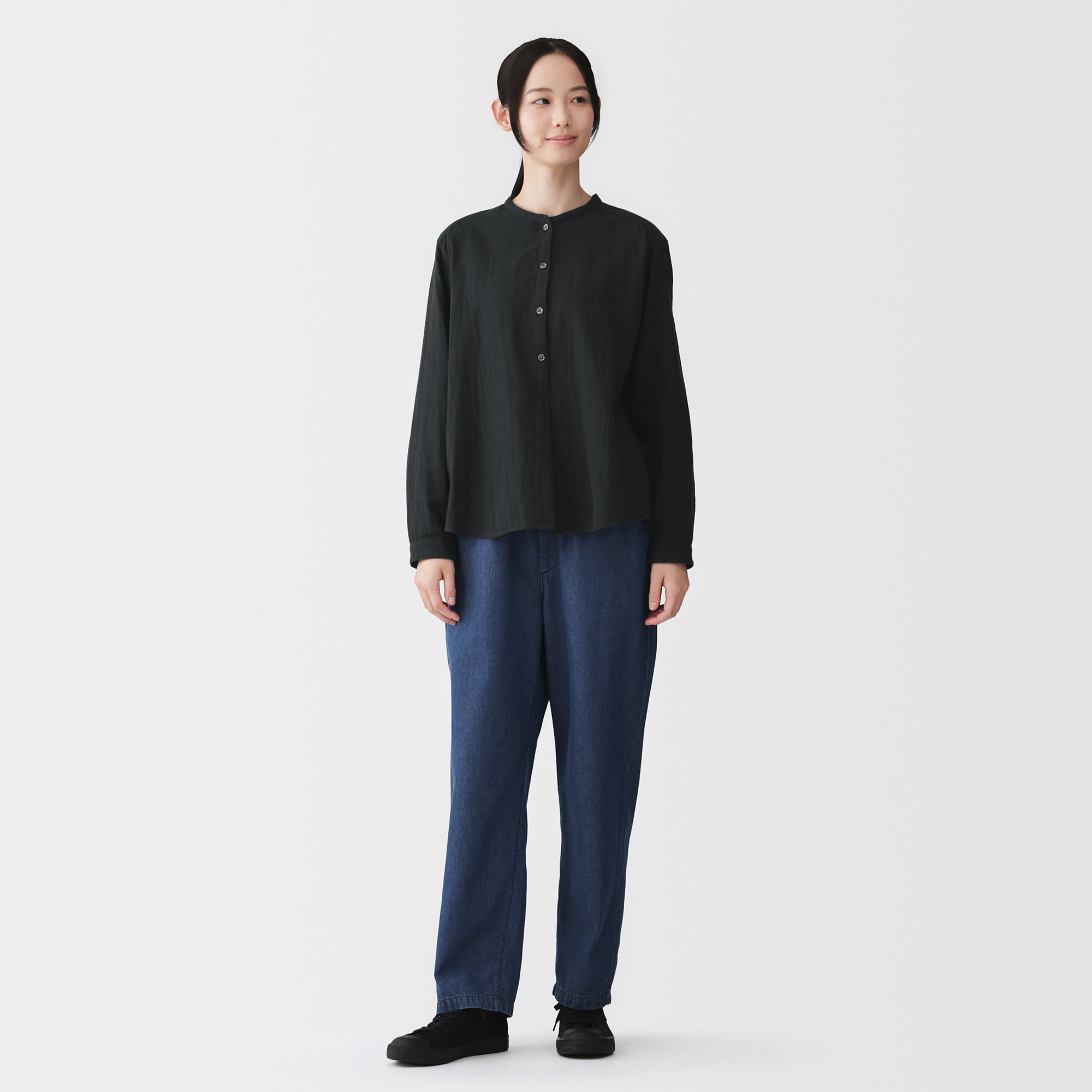 W's Kapok blended double gauze L/Slv blouse