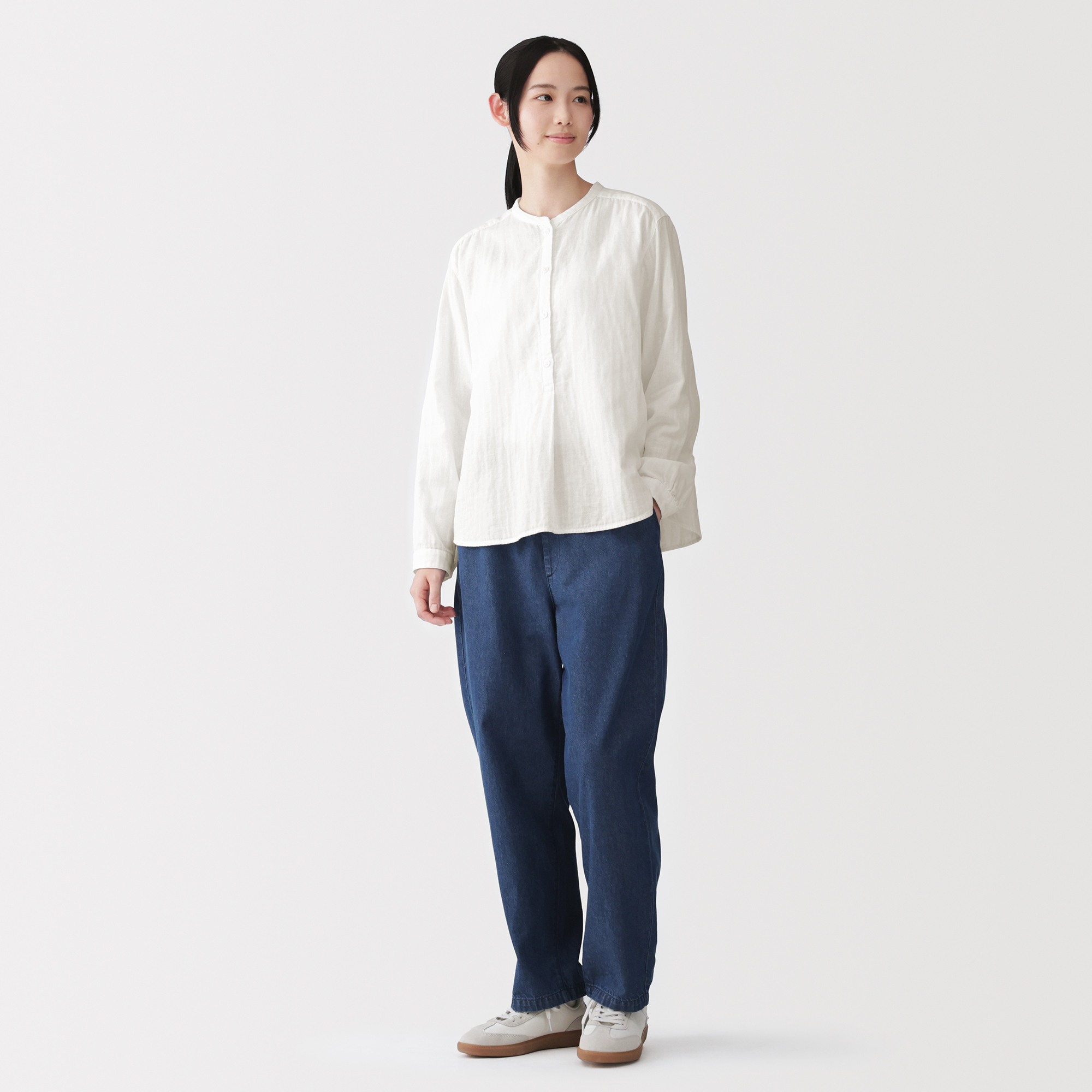 W's Kapok blended double gauze L/Slv blouse