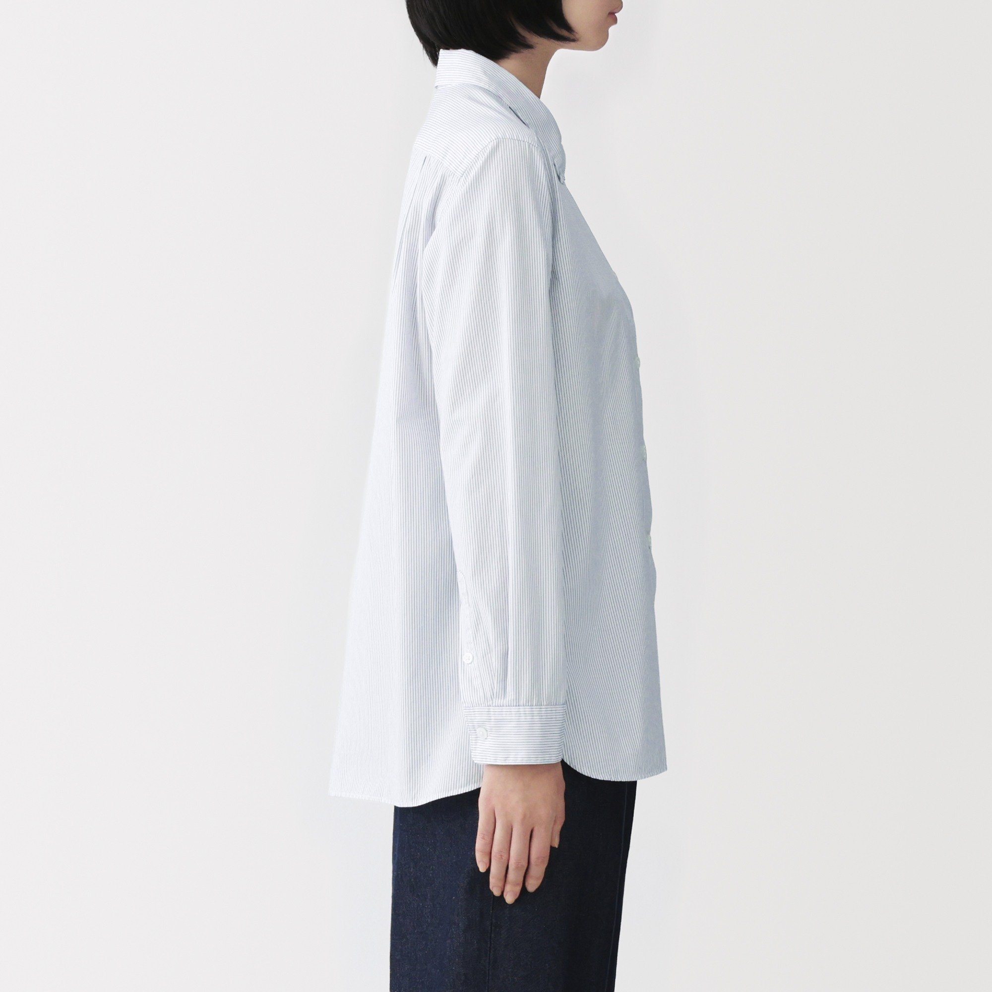 [New]W's washed broadcloth regular collar L/Slv shirt