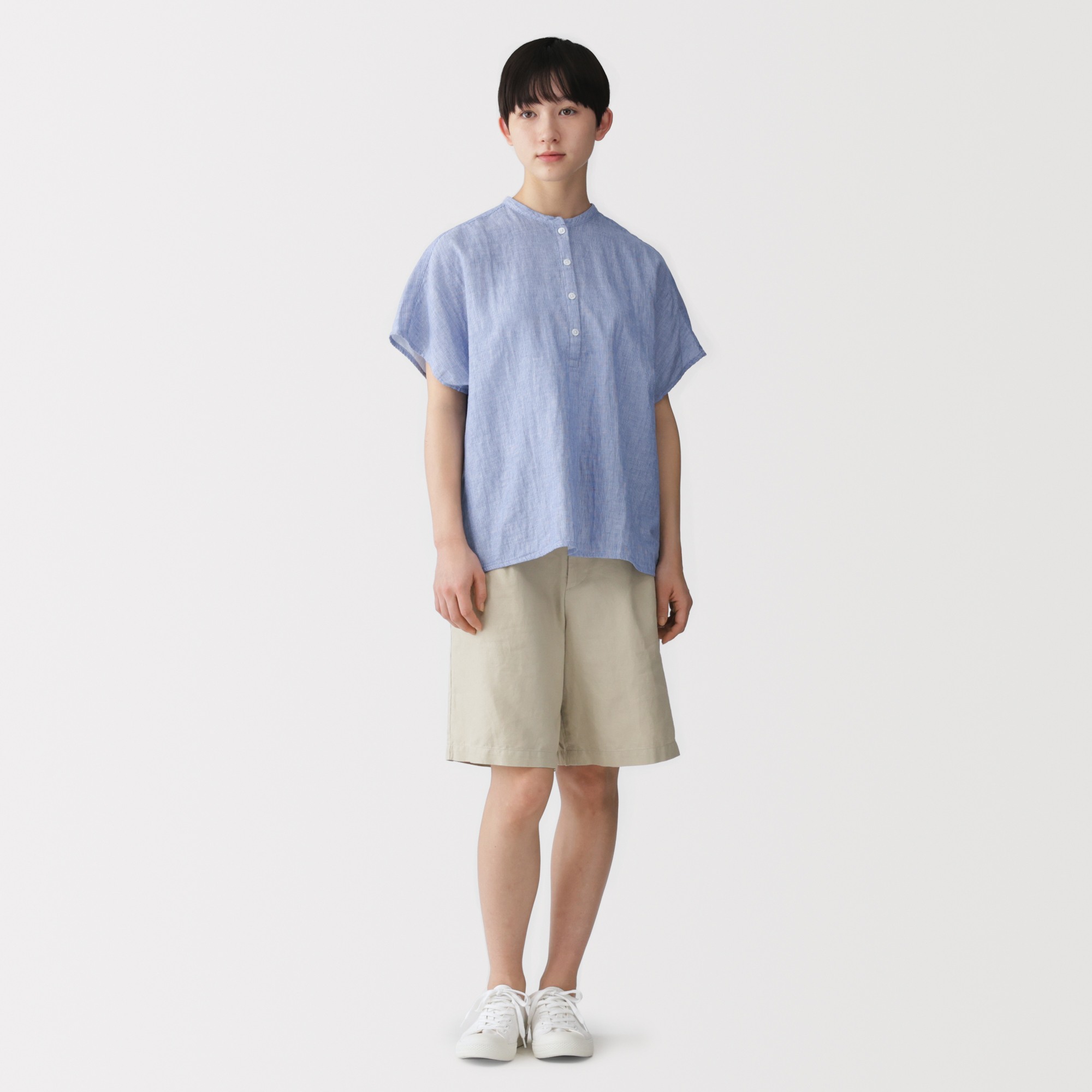 W's Kapok blended double gauze S/Slv blouse