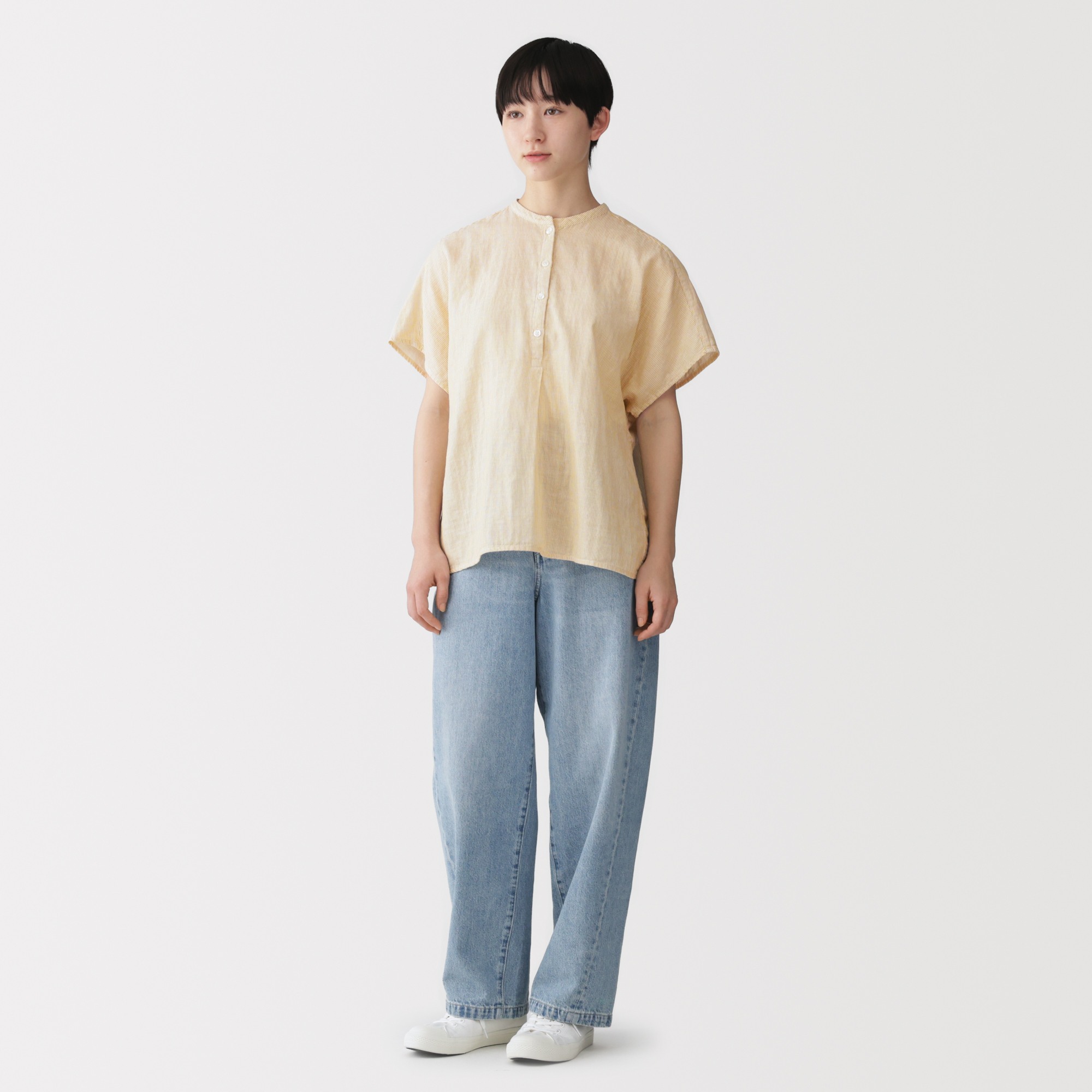 W's Kapok blended double gauze S/Slv blouse