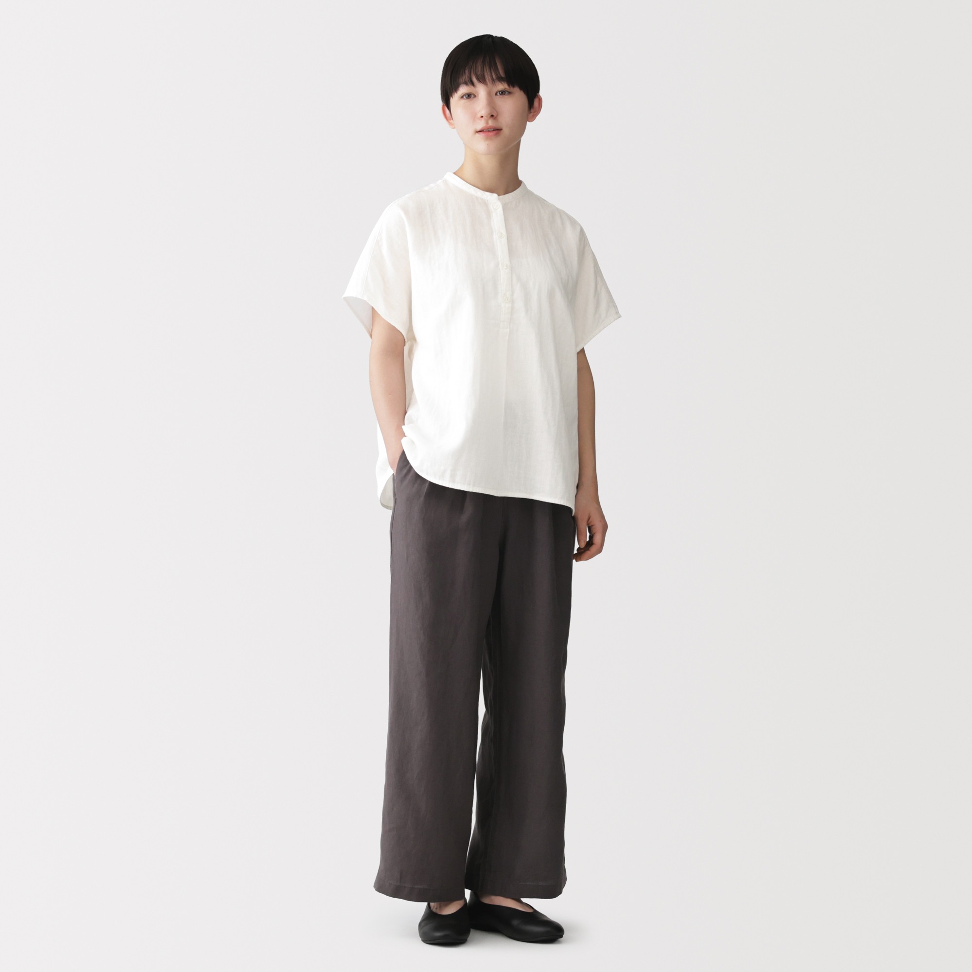 W's Kapok blended double gauze S/Slv blouse