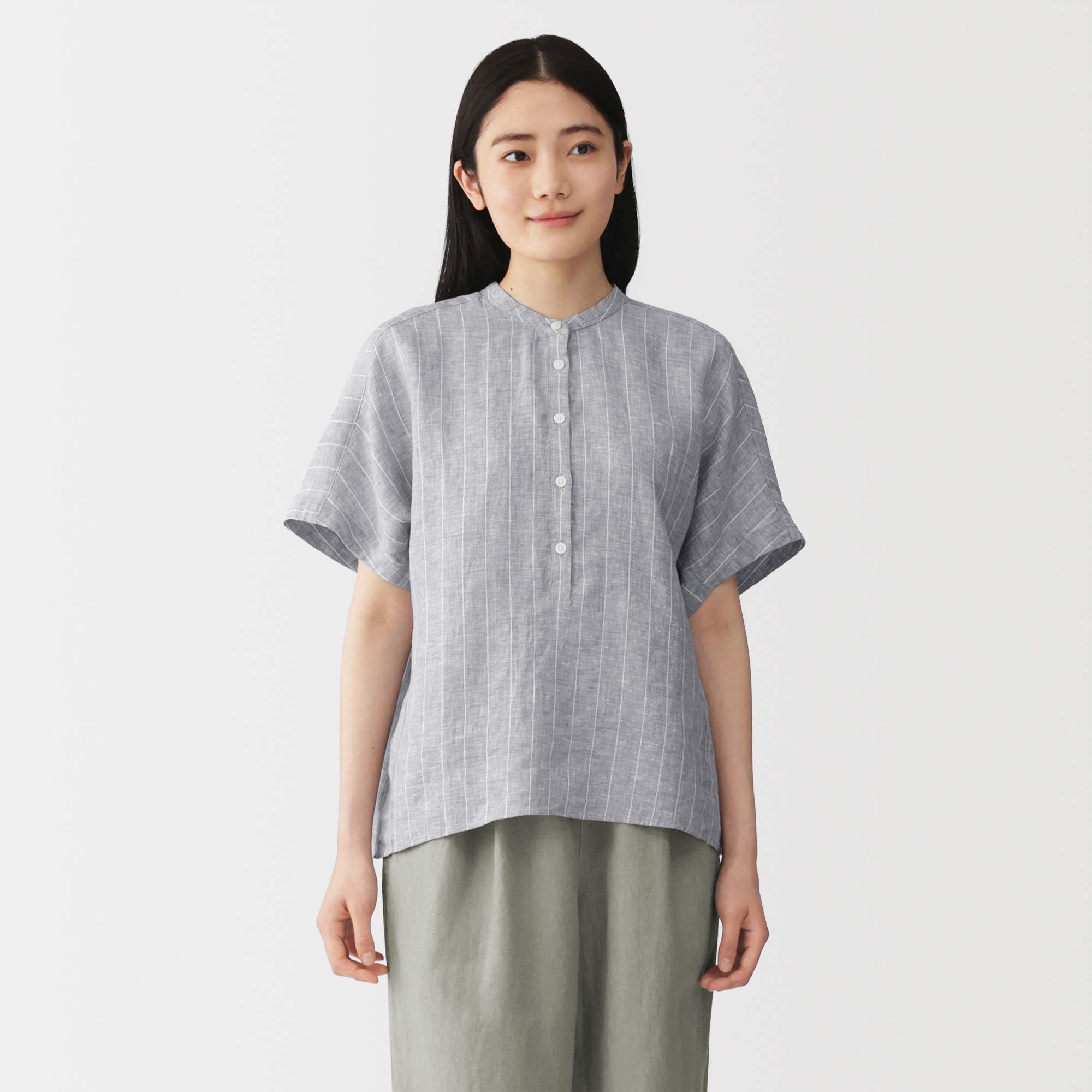 W's Washed linen S/Slv blouse