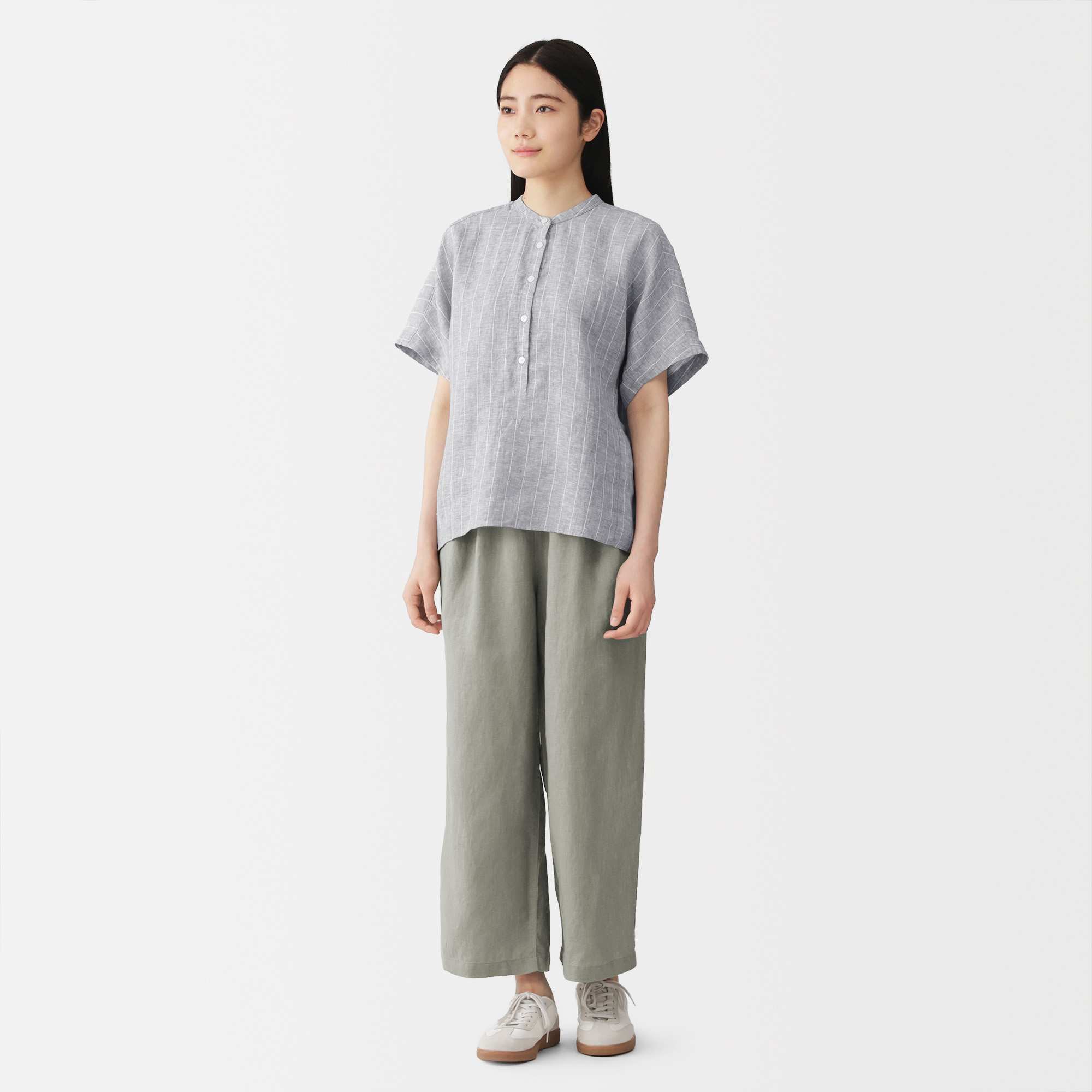W's Washed linen S/Slv blouse