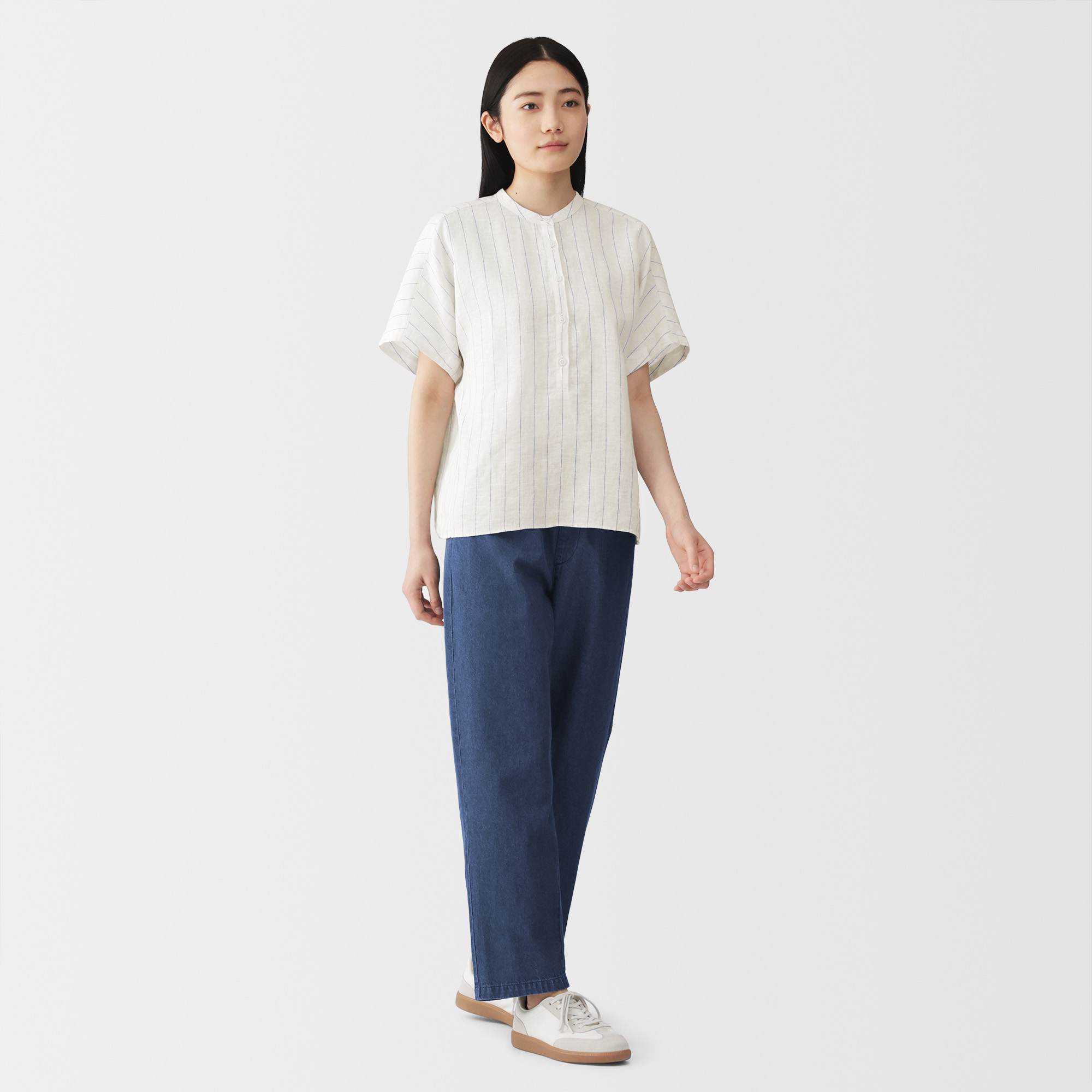W's Washed linen S/Slv blouse