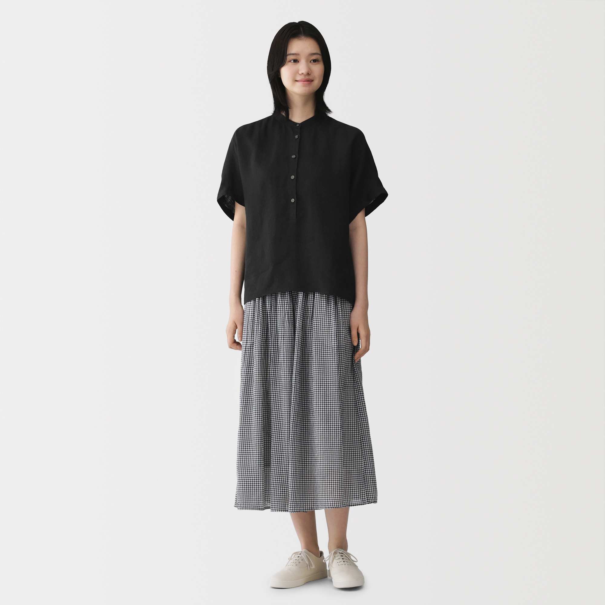 W's Washed linen S/Slv blouse