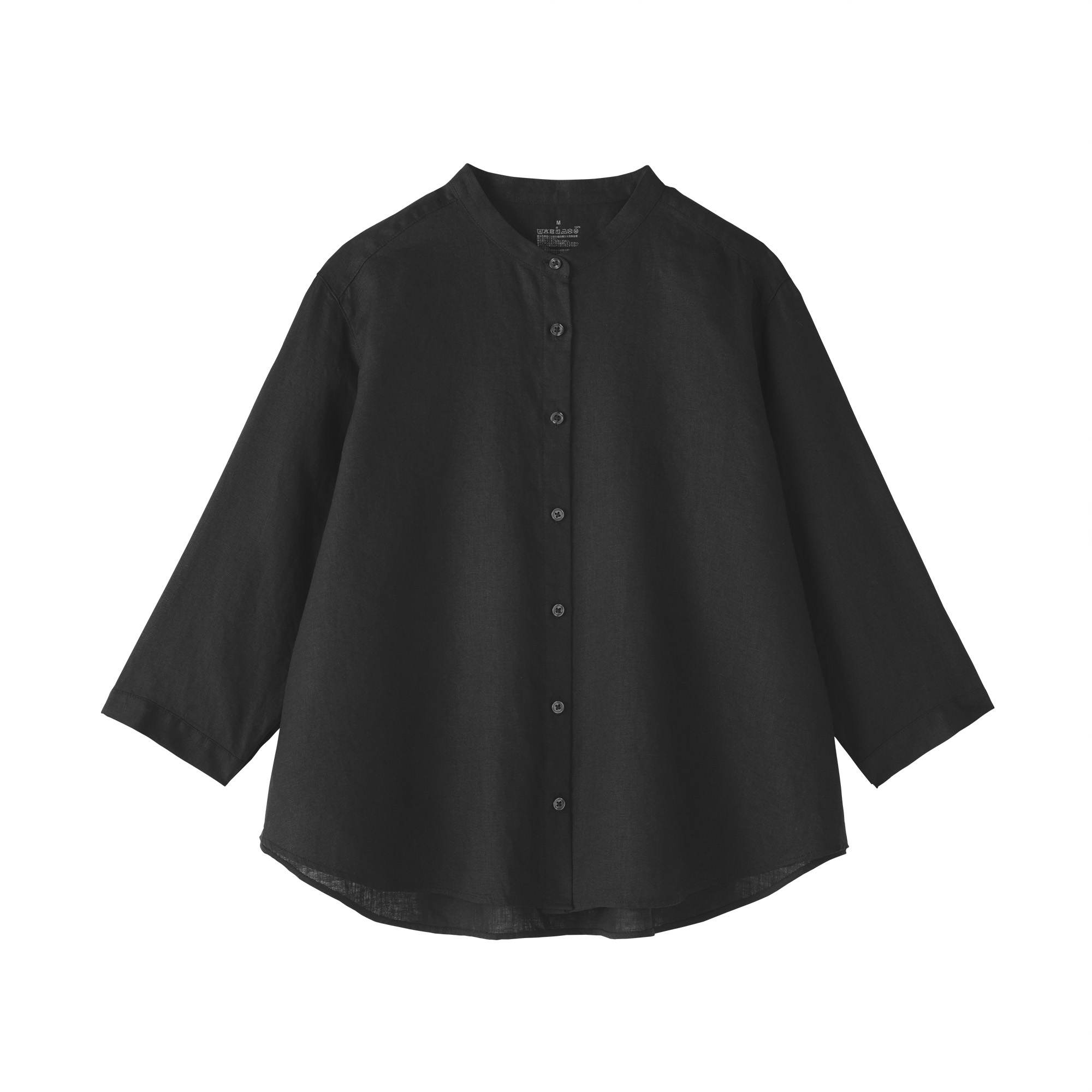 W's Washed linen 3/4 sleeve blouse