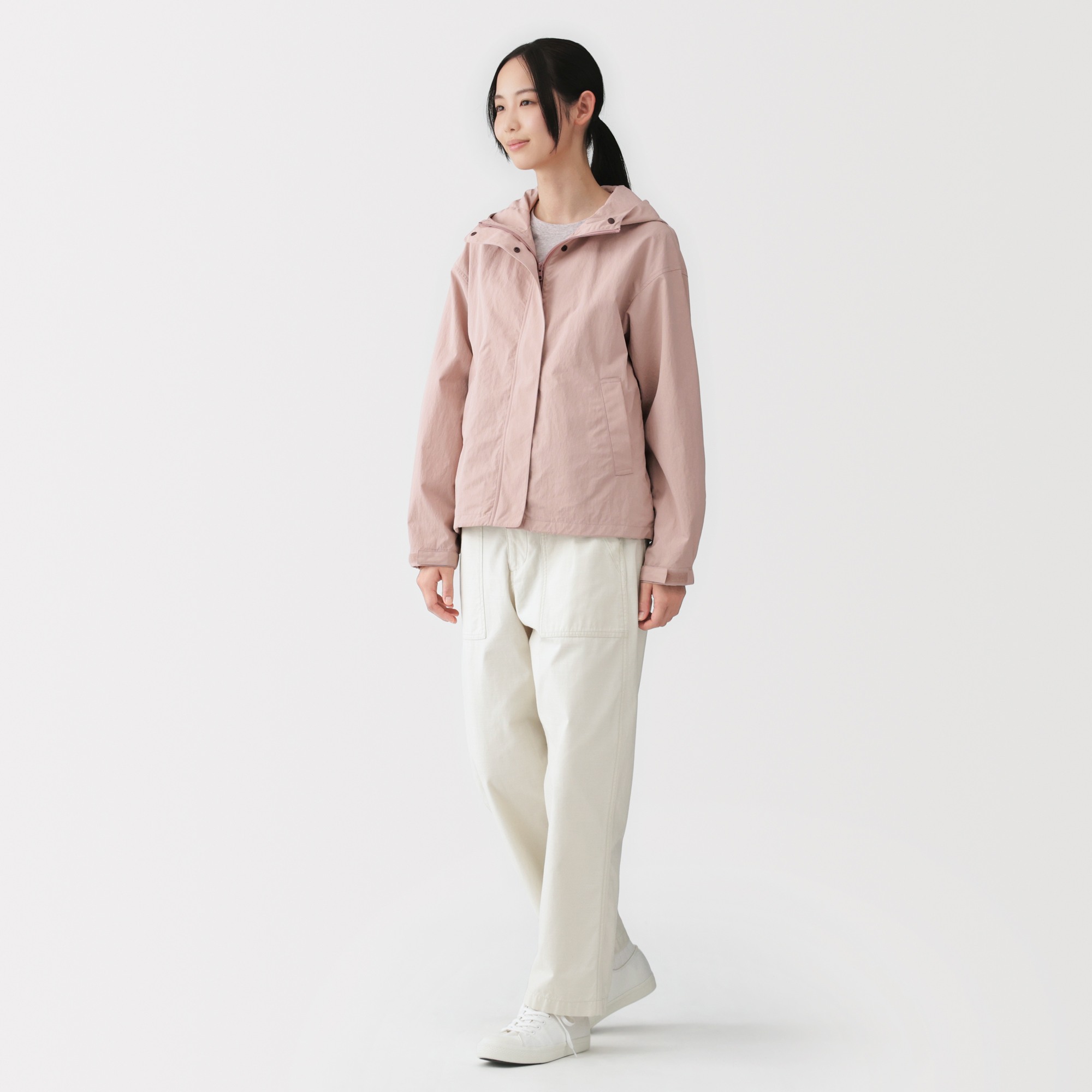 W's Water repellent UV protection pocketable hooded jacket
