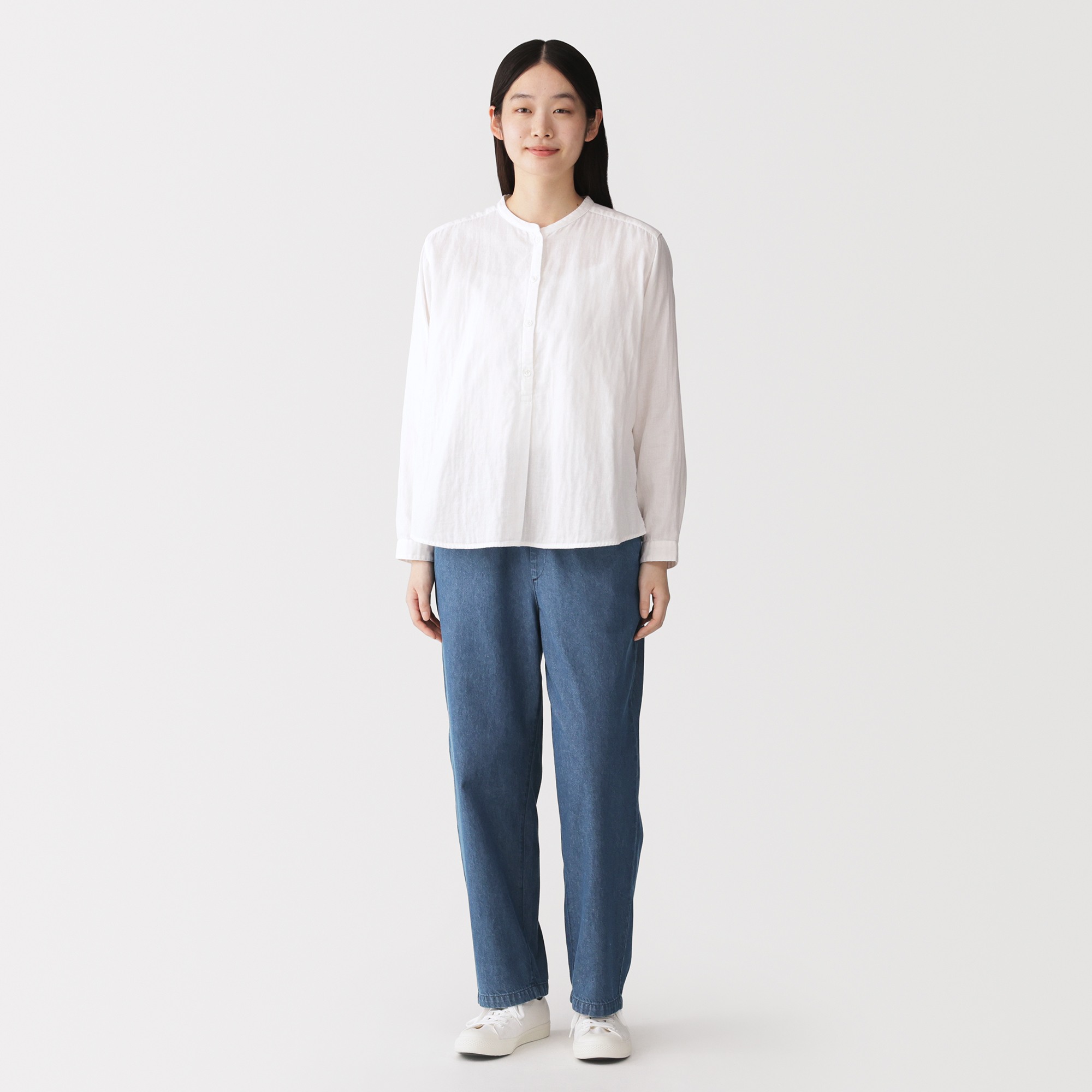 W's Washed denim easy tapered pants