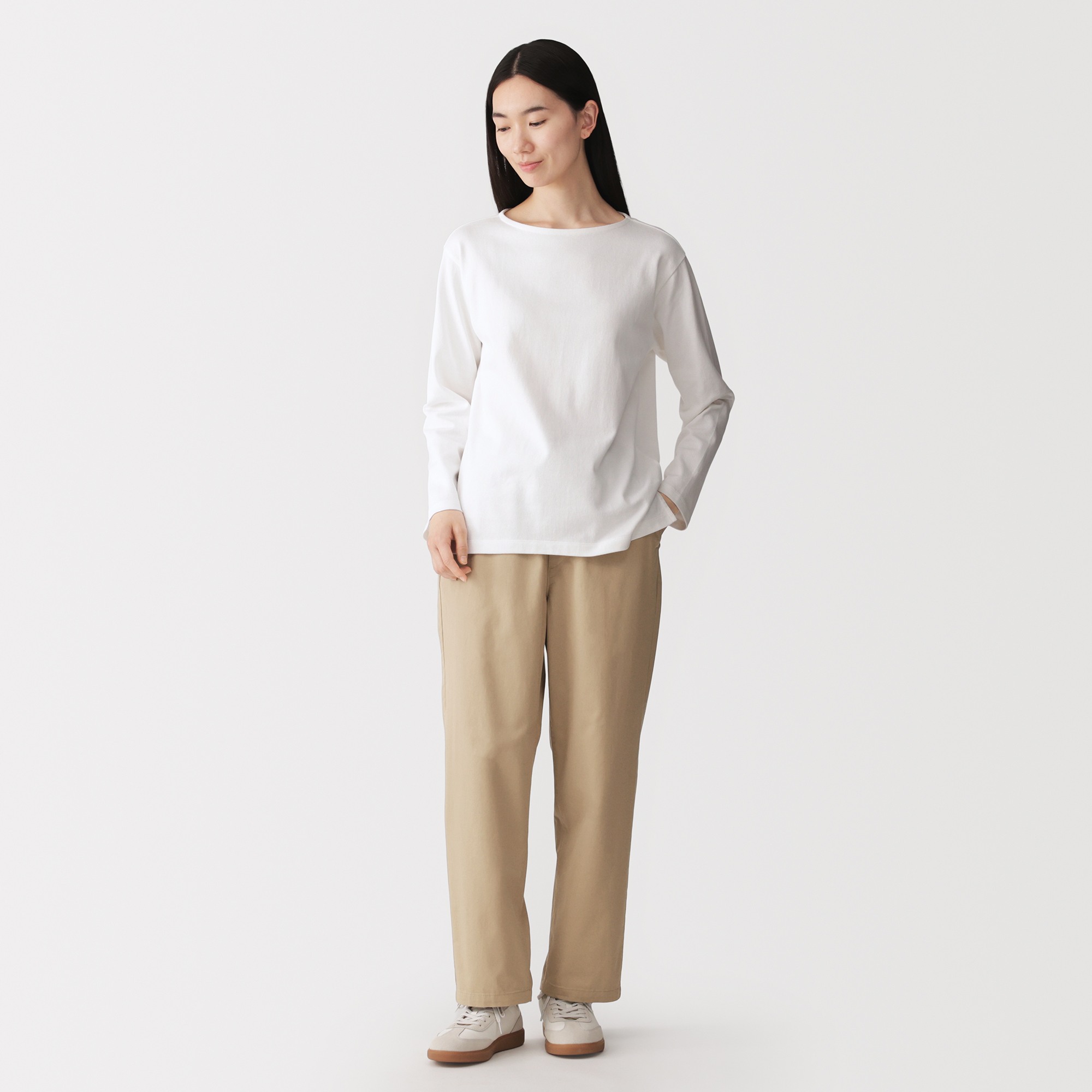 W's Washed cotton easy tapered pants