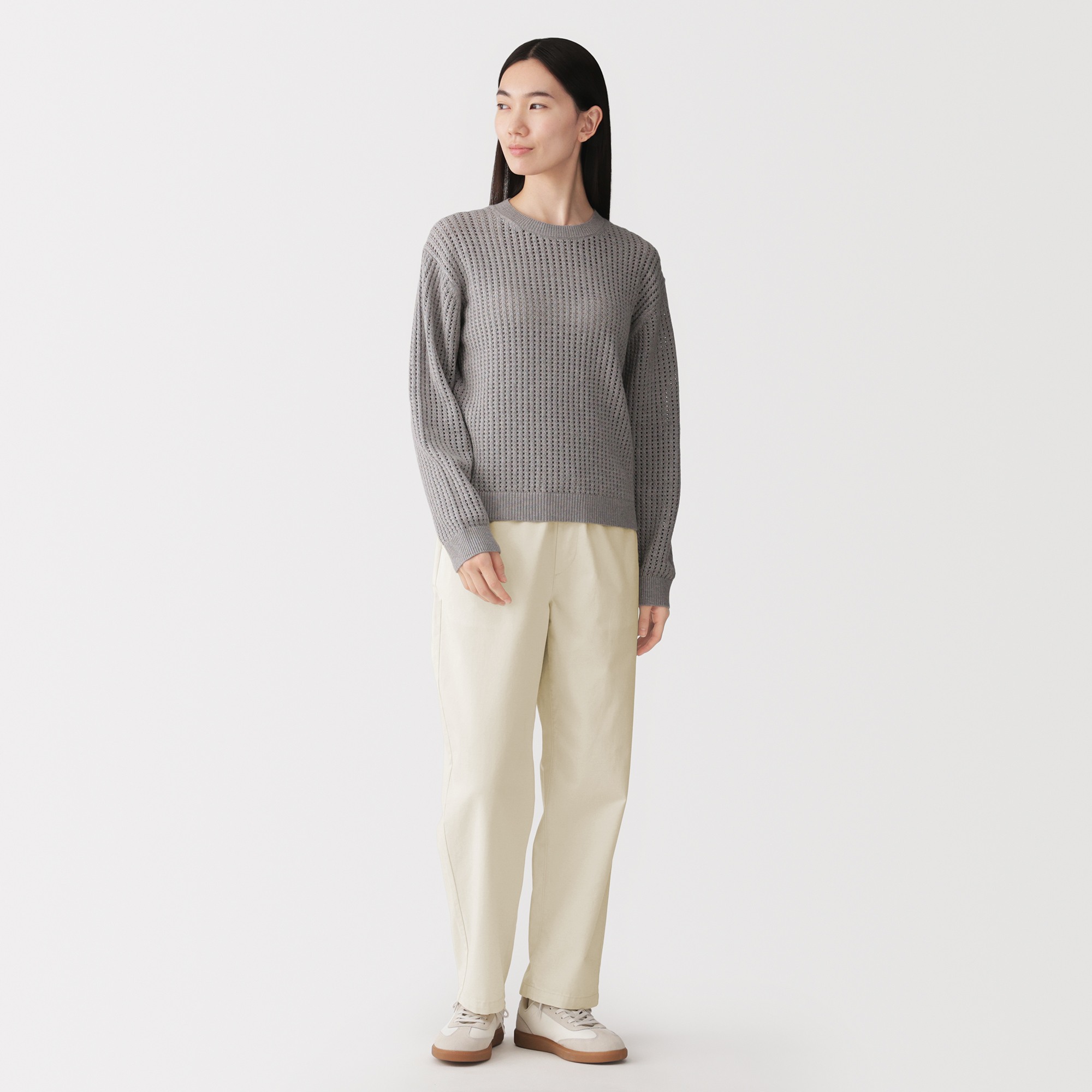 W's Washed cotton easy tapered pants
