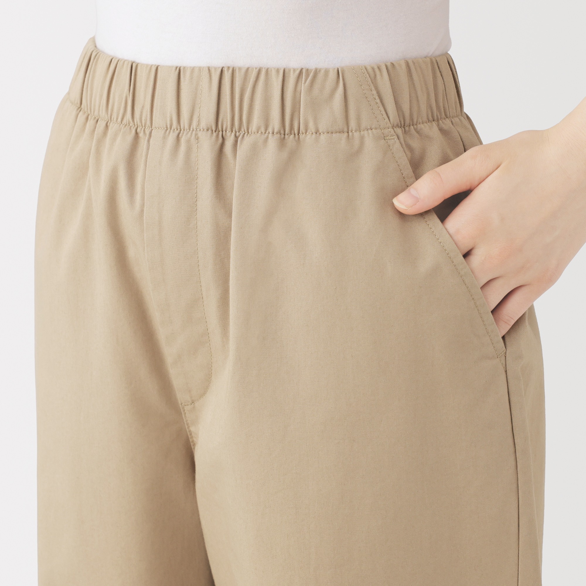 W's Washed cotton easy tapered pants